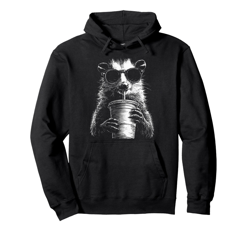 Opossum Drinking Iced Coffee Funny Hoodie - Fun Novelty Design Unisex - T-Shirt, Sweatshirt, Hoodie