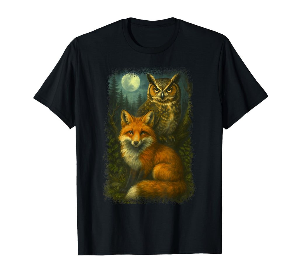 Owl And Fox 90S Hunter Wildlife T-Shirt - Novelty Apparel Unisex - T-Shirt, Sweatshirt, Hoodie