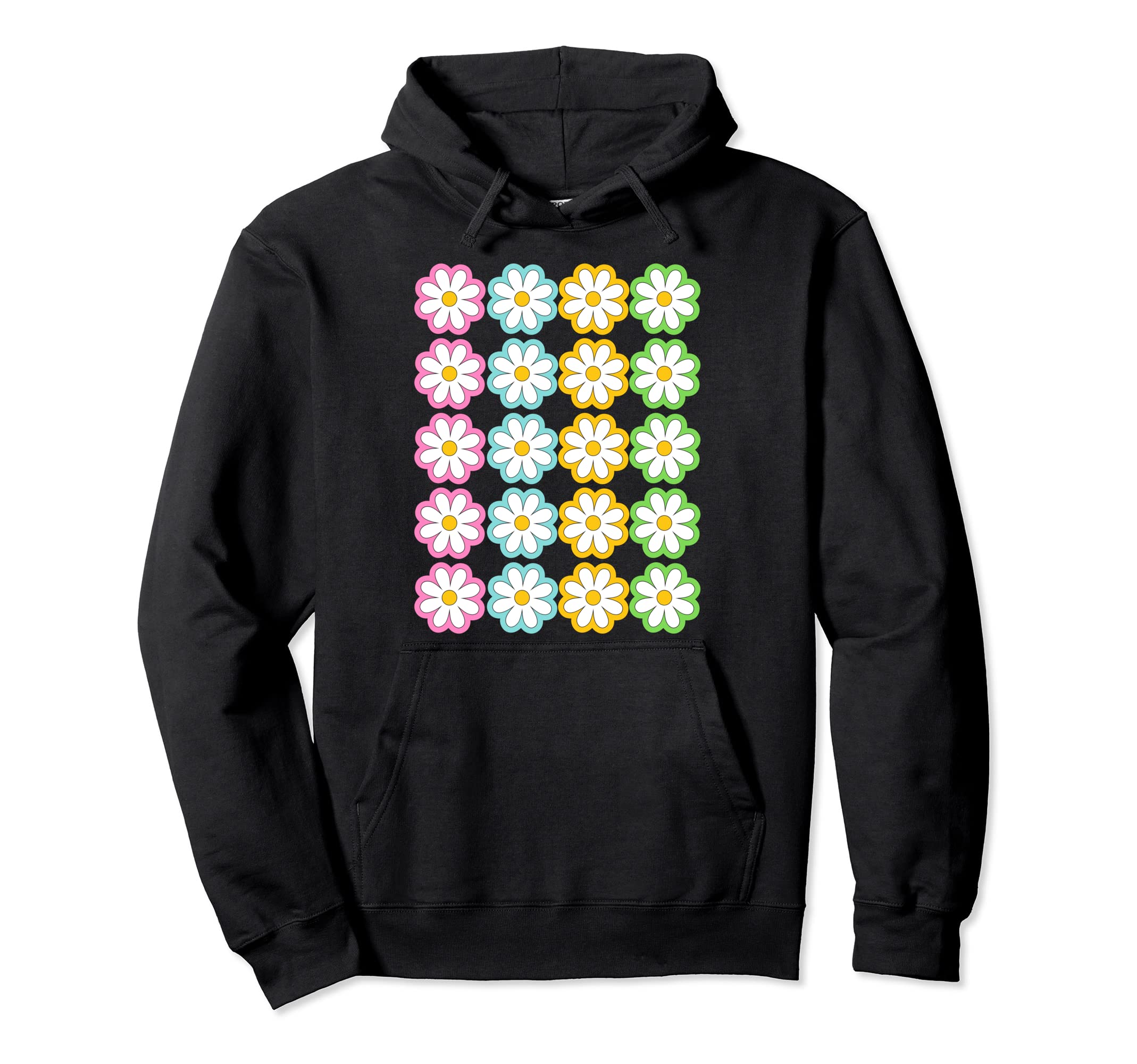 Daisy Pattern Daisys Boho Multicolor Hoodie - Graphic Print Men Women - T-Shirt, Sweatshirt, Hoodie