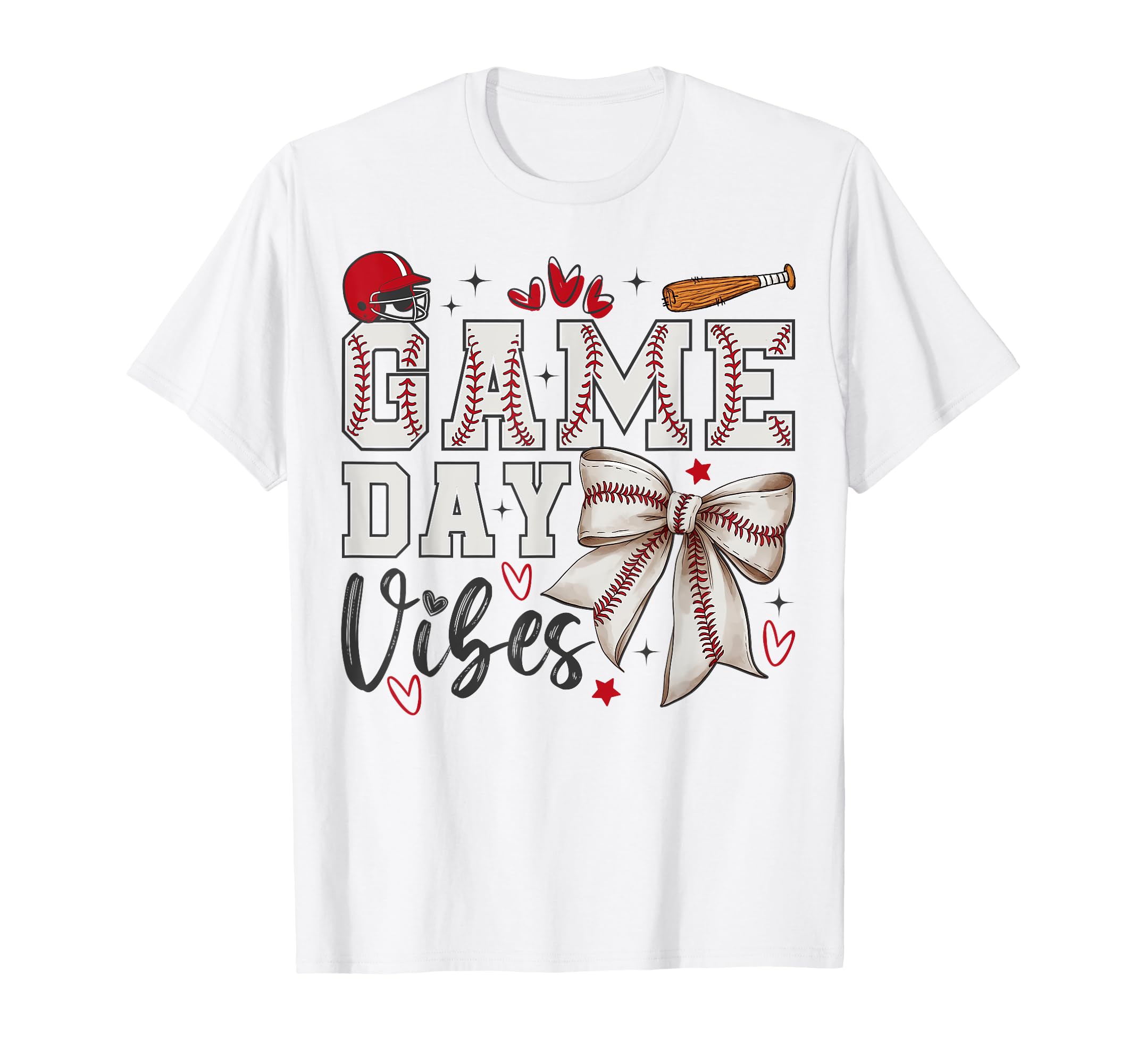 Game Day Vibes Baseball Coquette Bow T-Shirt - Unique Graphic Men Women - T-Shirt, Sweatshirt, Hoodie
