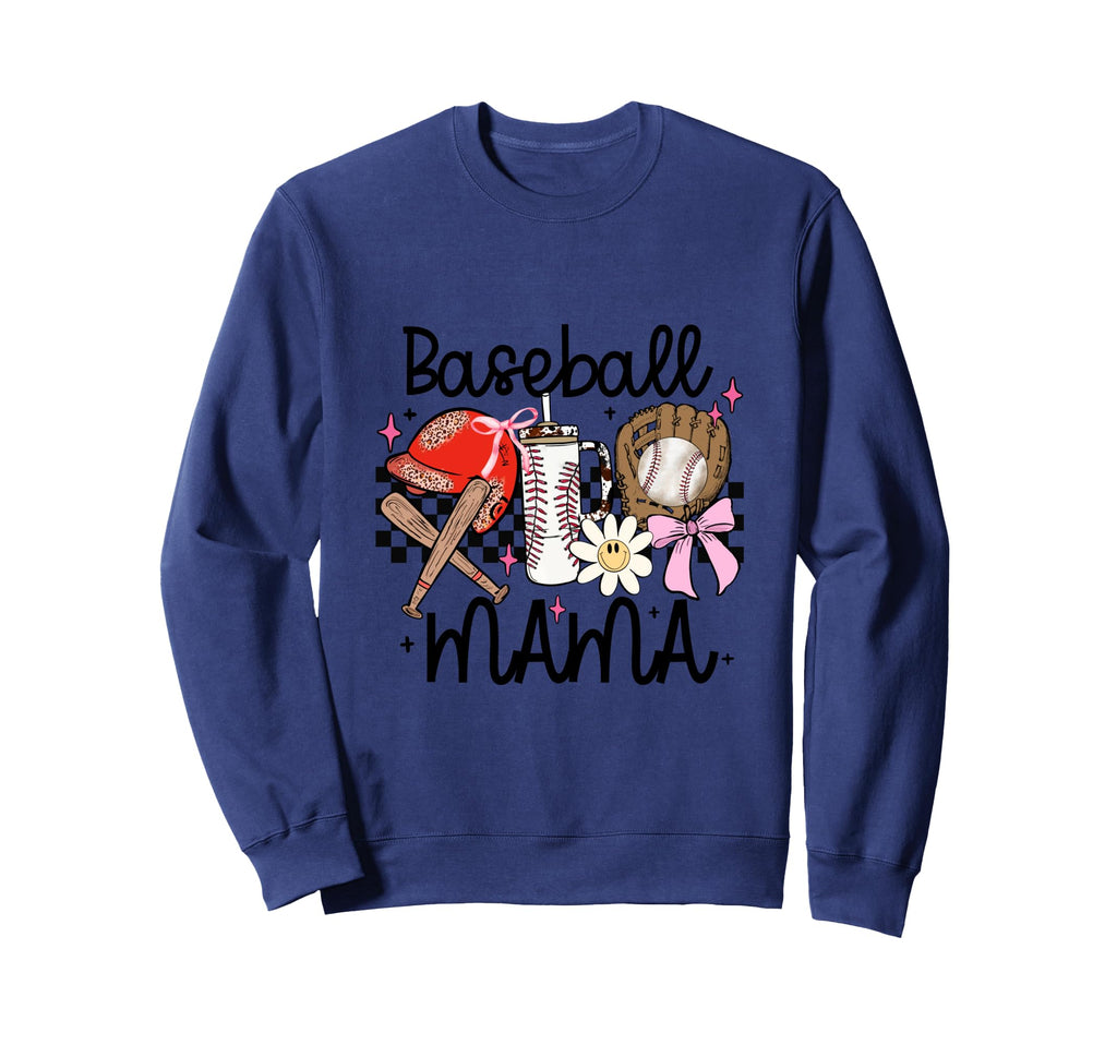 Baseball Mama Groovy Checkered Sweatshirt - Fun Novelty Design Unisex - T-Shirt, Sweatshirt, Hoodie
