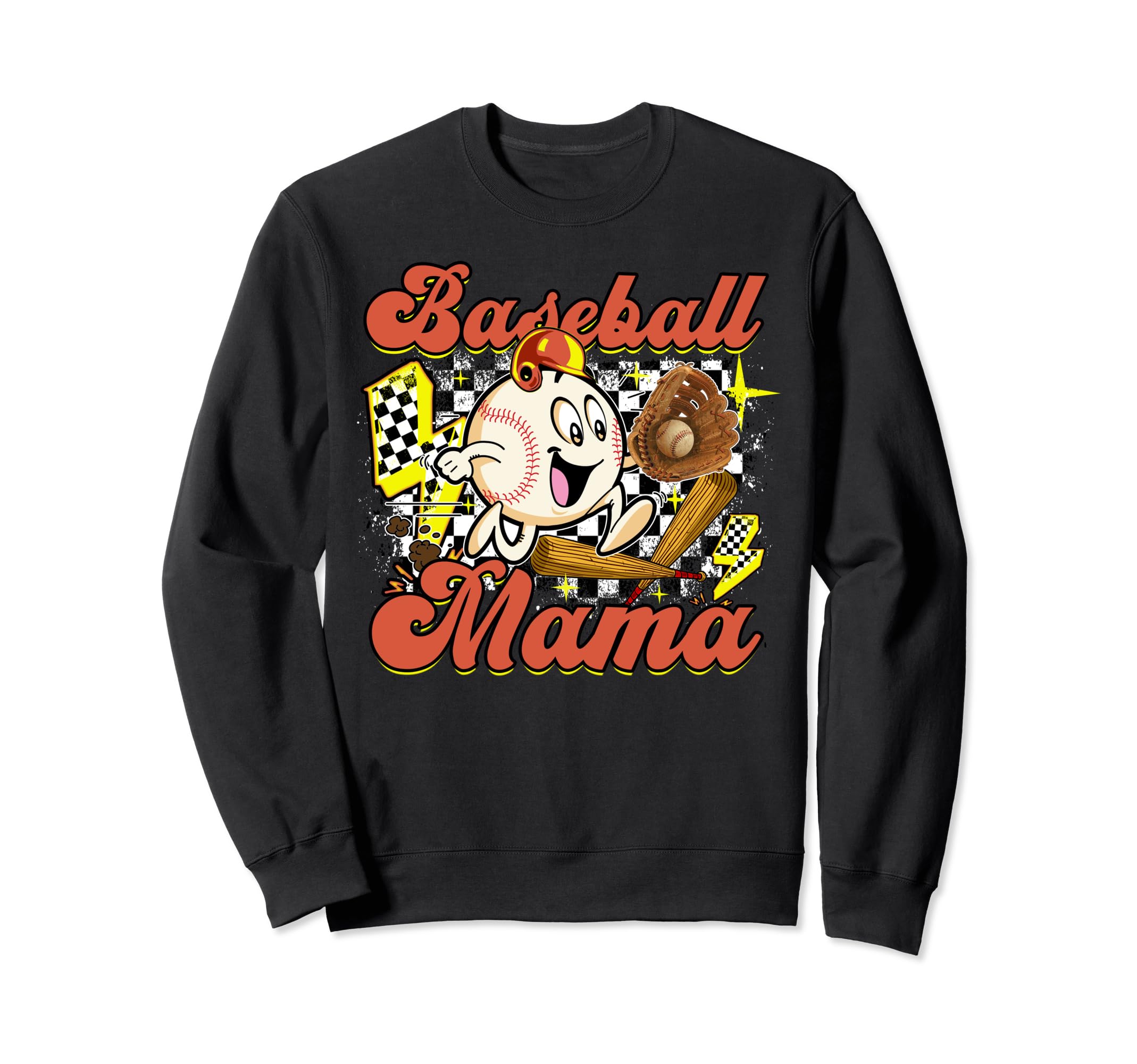 Baseball Mama Groovy Baseball Sweatshirt - Minimalist Print for Adults - T-Shirt, Sweatshirt, Hoodie