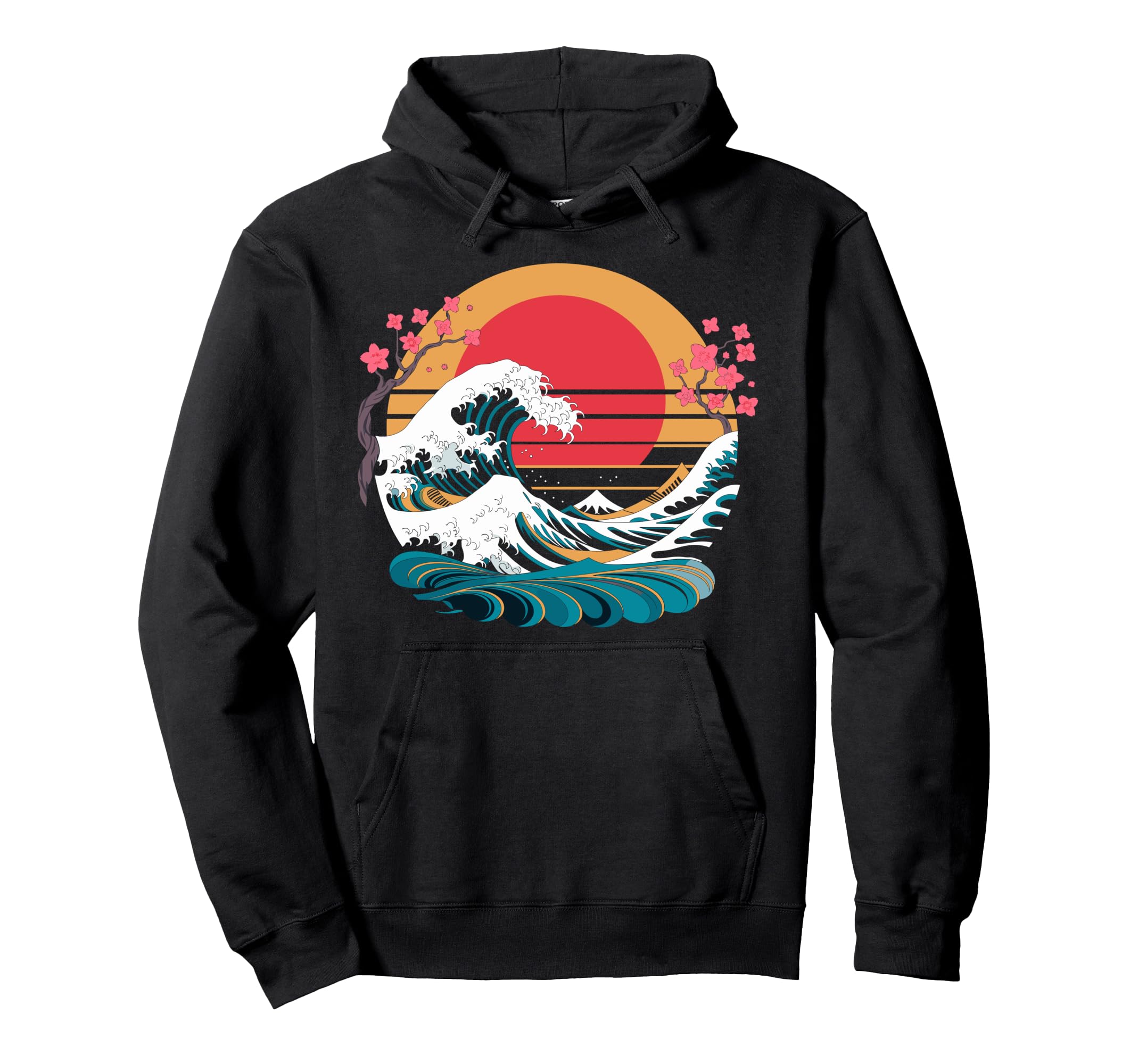 Big Wave Vaporwave Aesthetic 80S Anime Hoodie - Graphic Print Unisex - T-Shirt, Sweatshirt, Hoodie