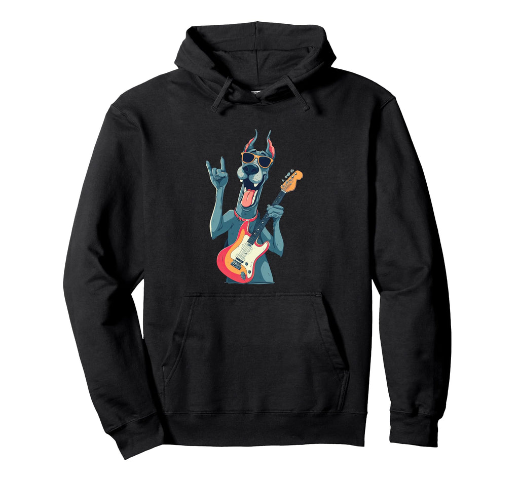 Funny Rock Dog Cartoon Pet Lover Hoodie - Fun Novelty Design for Adults - T-Shirt, Sweatshirt, Hoodie