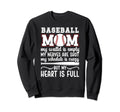Baseball Mom My Heart Is Full Mom Sweatshirt - Aesthetic Graphic Men Women - T-Shirt, Sweatshirt, Hoodie
