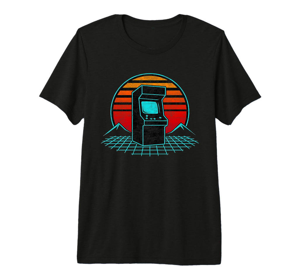 Arcade Sunset Gamer Synthwave Arcade T-Shirt - Minimalist Print Men Women - T-Shirt, Sweatshirt, Hoodie
