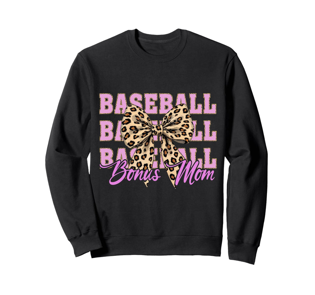 Baseball Bonus Mom Coquette Bow Sweatshirt - Casual Everyday Wear Unisex - T-Shirt, Sweatshirt, Hoodie