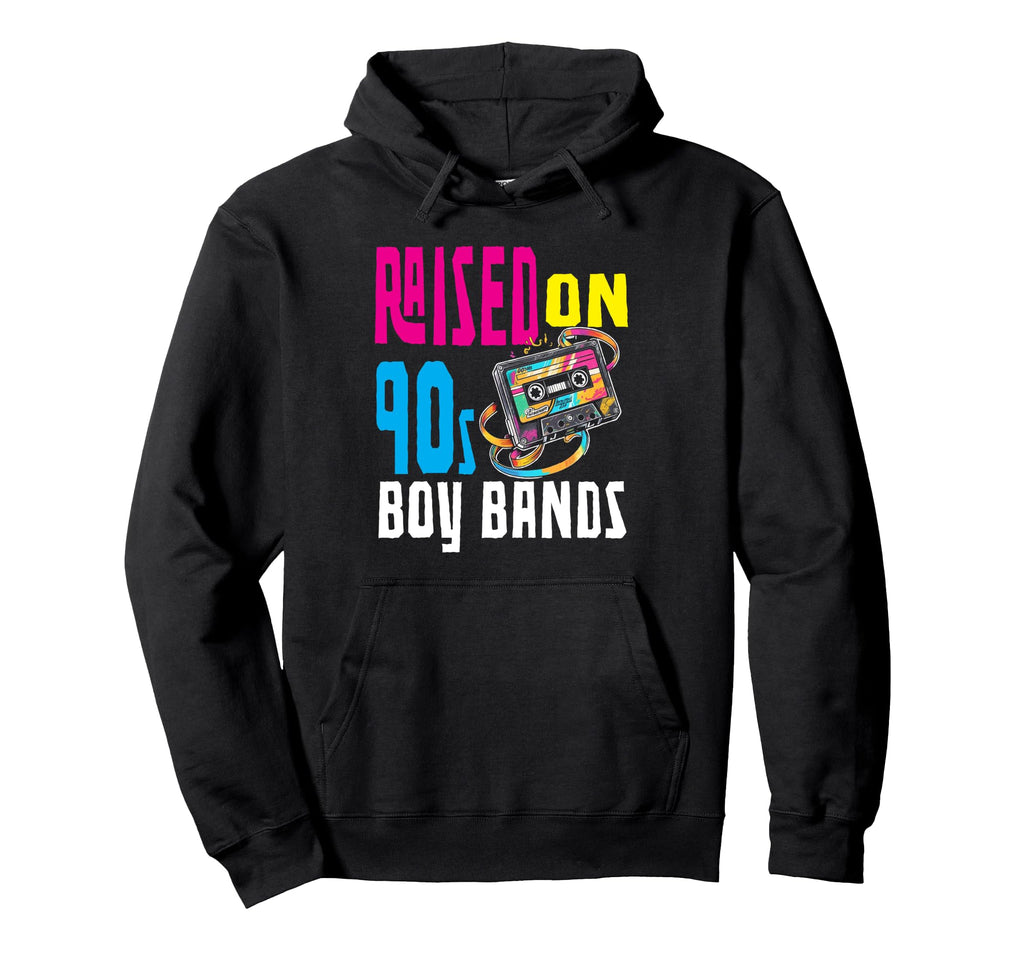 Raised 90S Bands Nostalgia Love Hoodie - Minimalist Print Men Women - T-Shirt, Sweatshirt, Hoodie