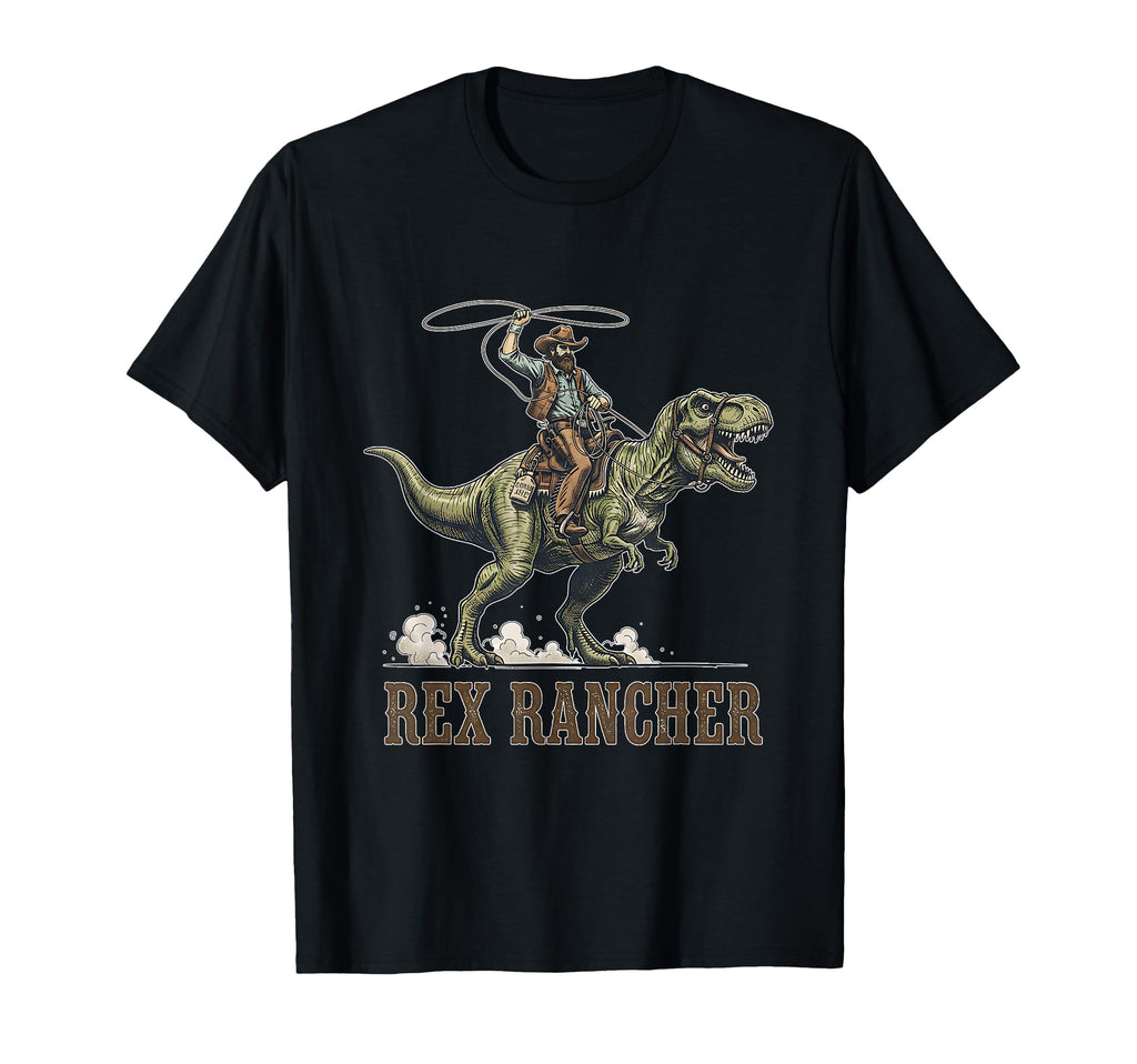 Cowboy Dinosaur Rider T Rex Rancher T-Shirt - Fun Novelty Design Men Women - T-Shirt, Sweatshirt, Hoodie