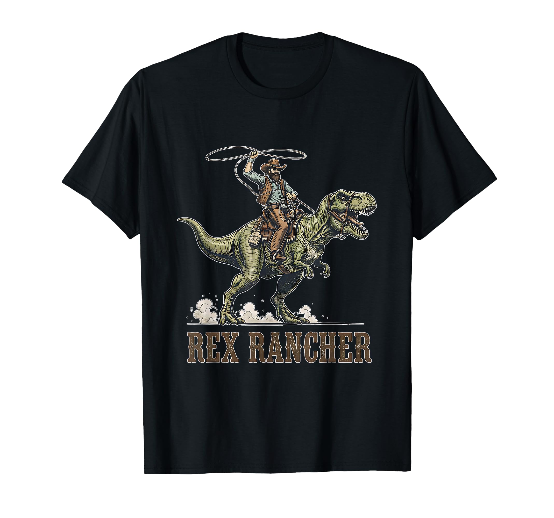 Cowboy Dinosaur Rider T Rex Rancher T-Shirt - Fun Novelty Design Men Women - T-Shirt, Sweatshirt, Hoodie