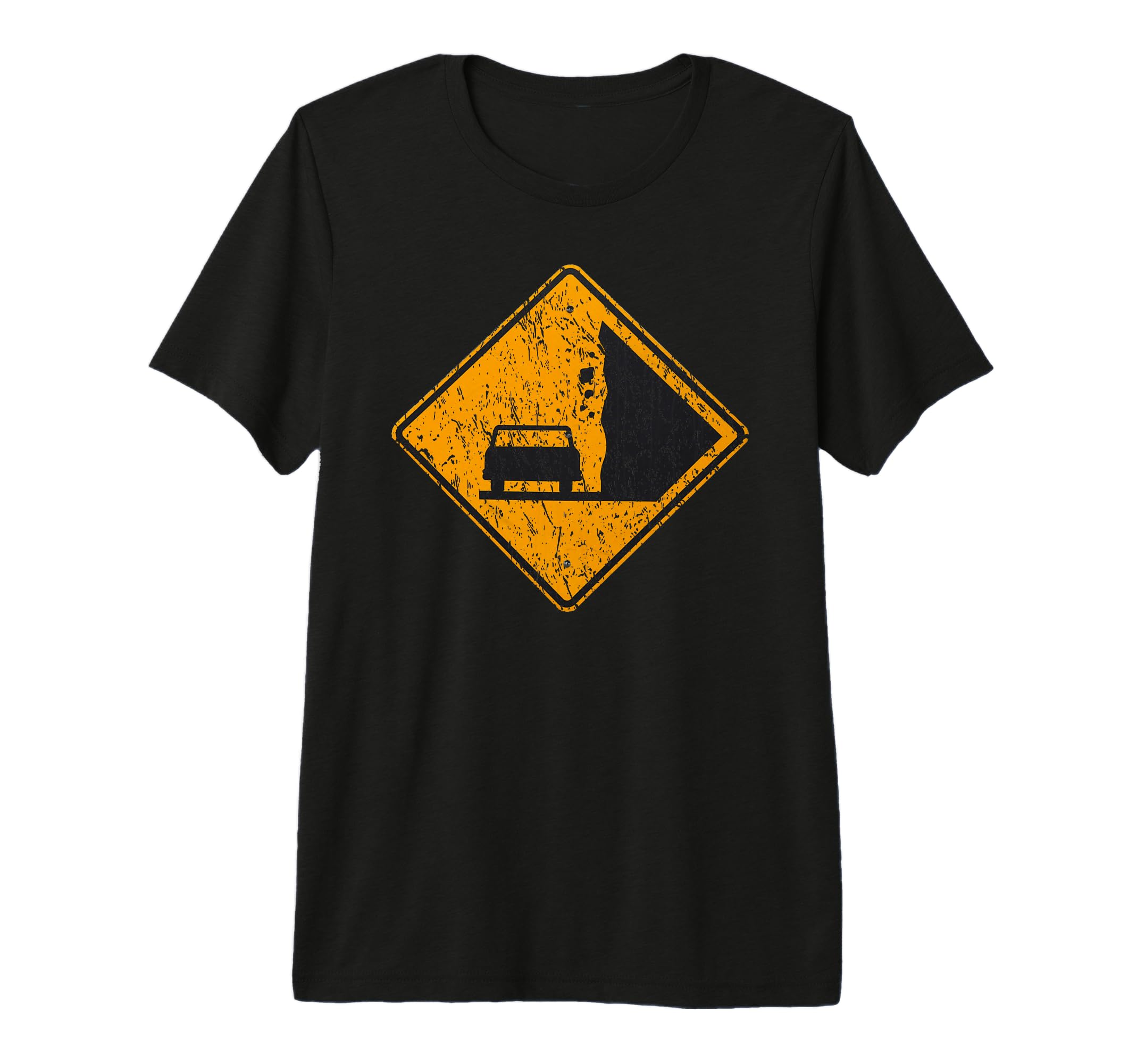 Distressed Falling Rocks Road Sign Very T-Shirt - Trendy Graphic Unisex - T-Shirt, Sweatshirt, Hoodie