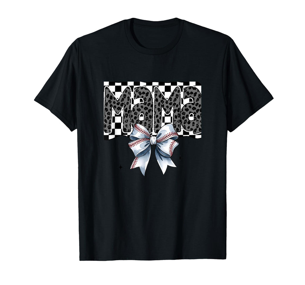 Baseball Mama Coquette Checkered T-Shirt - Custom Art Print Unisex - T-Shirt, Sweatshirt, Hoodie