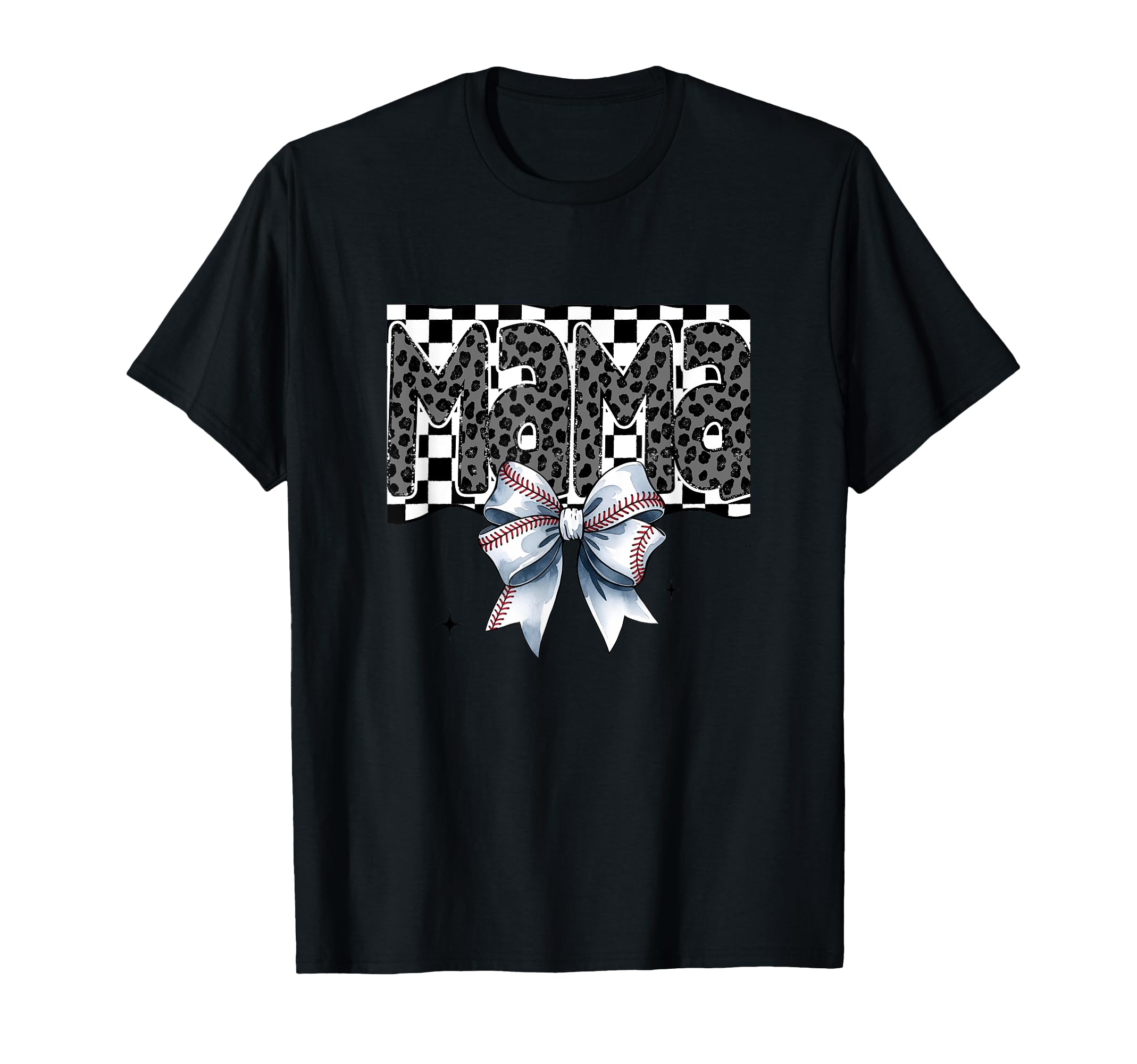 Baseball Mama Coquette Checkered T-Shirt - Custom Art Print Unisex - T-Shirt, Sweatshirt, Hoodie