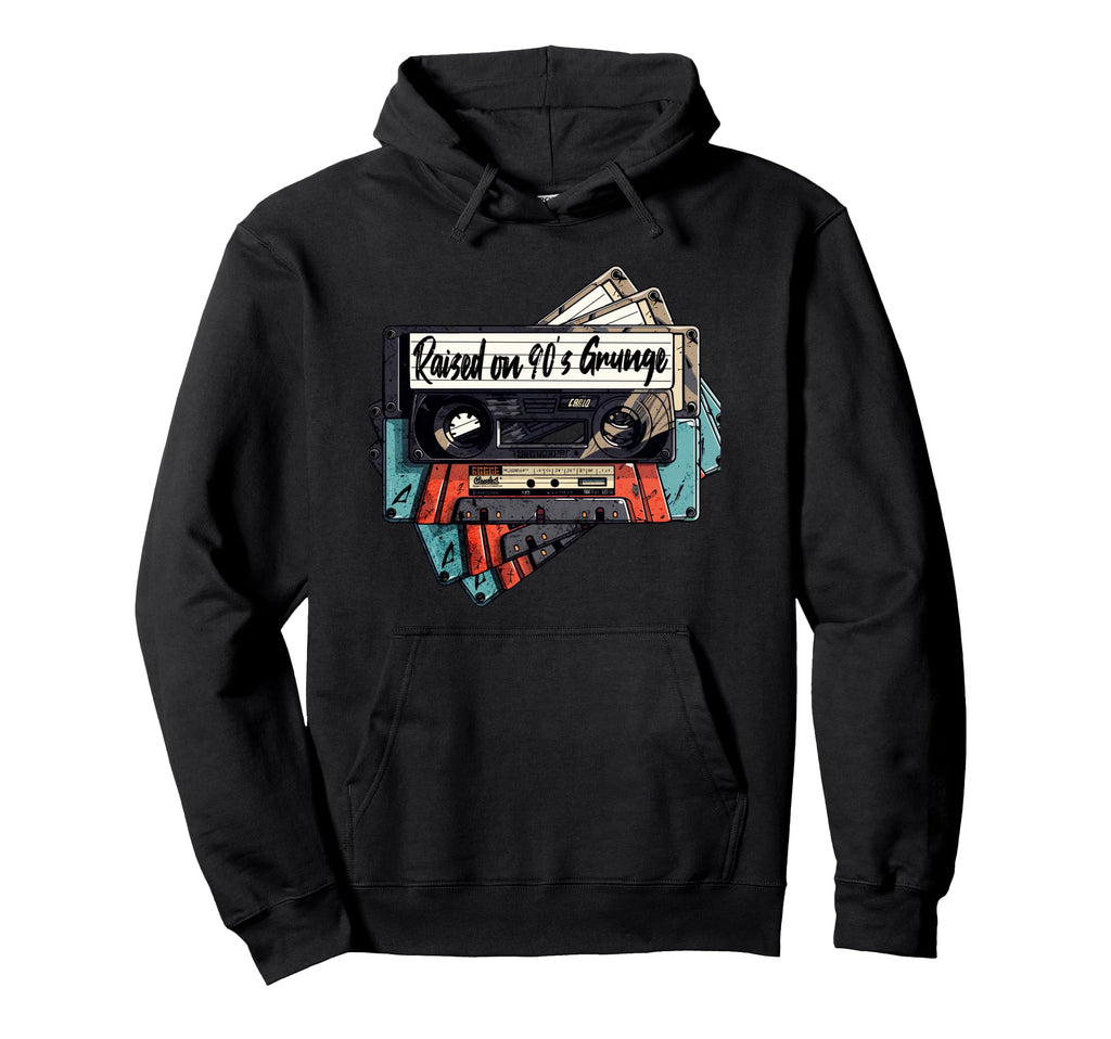 Raised 90S Music Grunge Rock Hoodie - Fun Novelty Design Men Women - T-Shirt, Sweatshirt, Hoodie