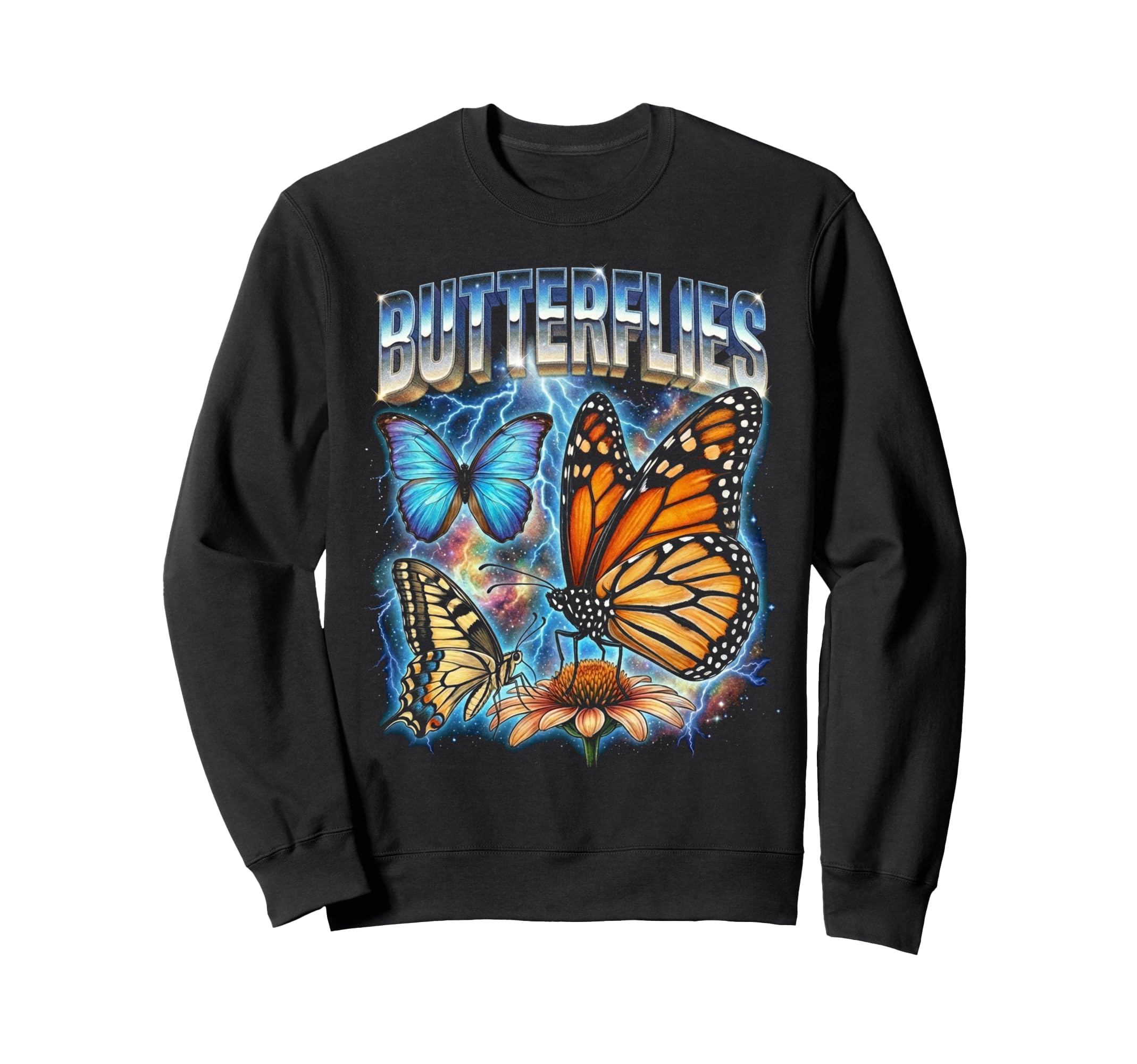 Butterflies 80S Funny Butterflie 90S Sweatshirt - Trendy Graphic Unisex - T-Shirt, Sweatshirt, Hoodie