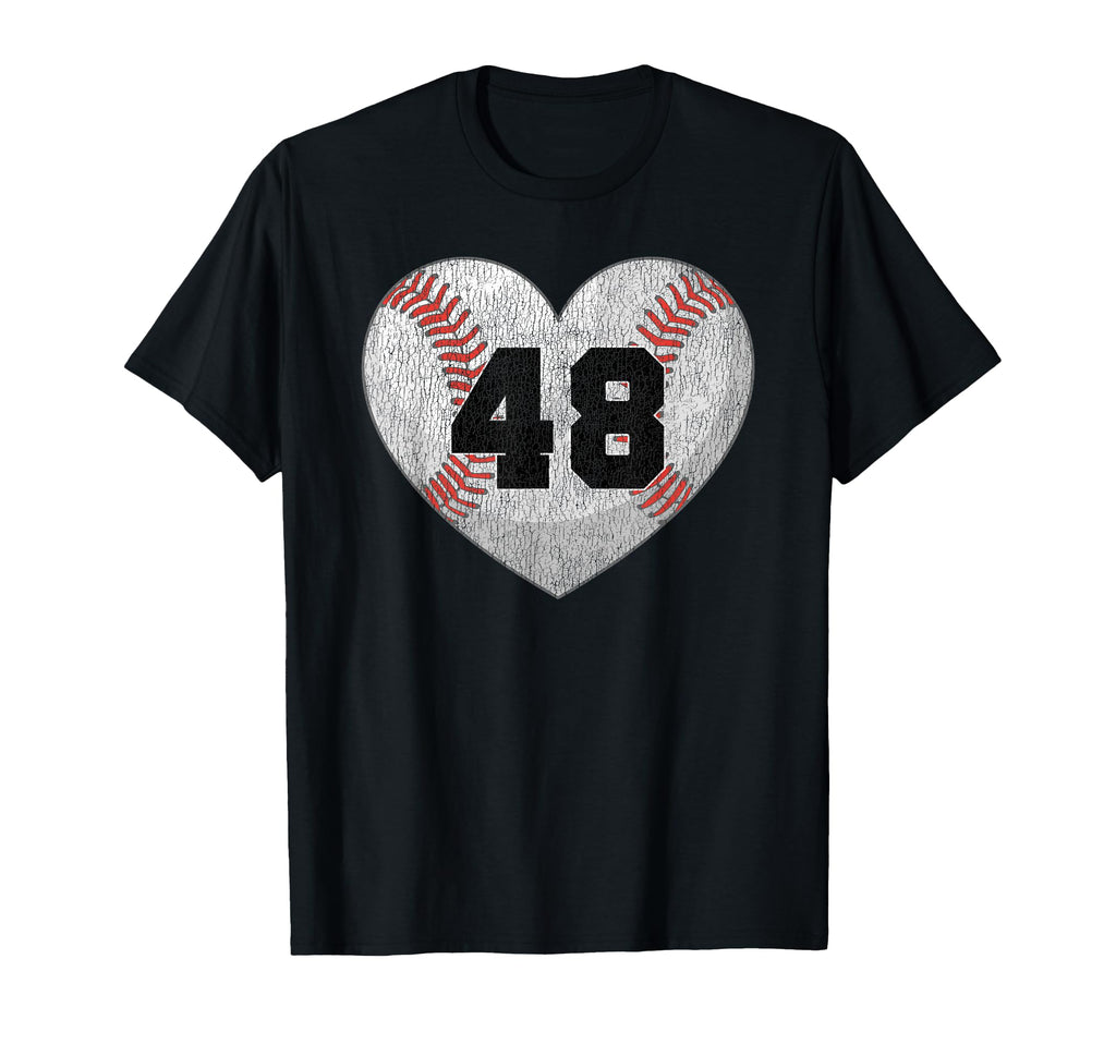 Baseball Number 48 Distressed T-Shirt - Fun Novelty Design for Adults - T-Shirt, Sweatshirt, Hoodie