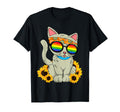Funny Cat Sunflower Rainbow Hippie T-Shirt - Aesthetic Graphic Unisex - T-Shirt, Sweatshirt, Hoodie