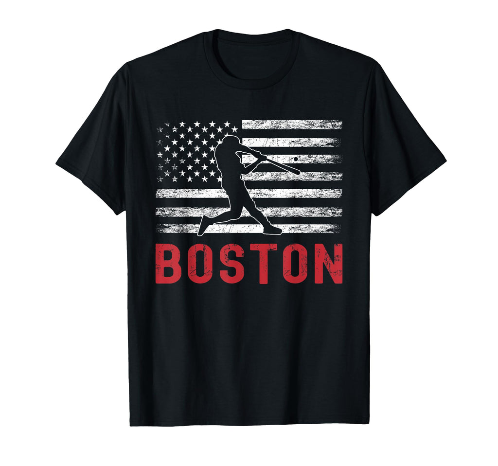 Boston Massachusetts American Flag T-Shirt - Fun Novelty Design Men Women - T-Shirt, Sweatshirt, Hoodie