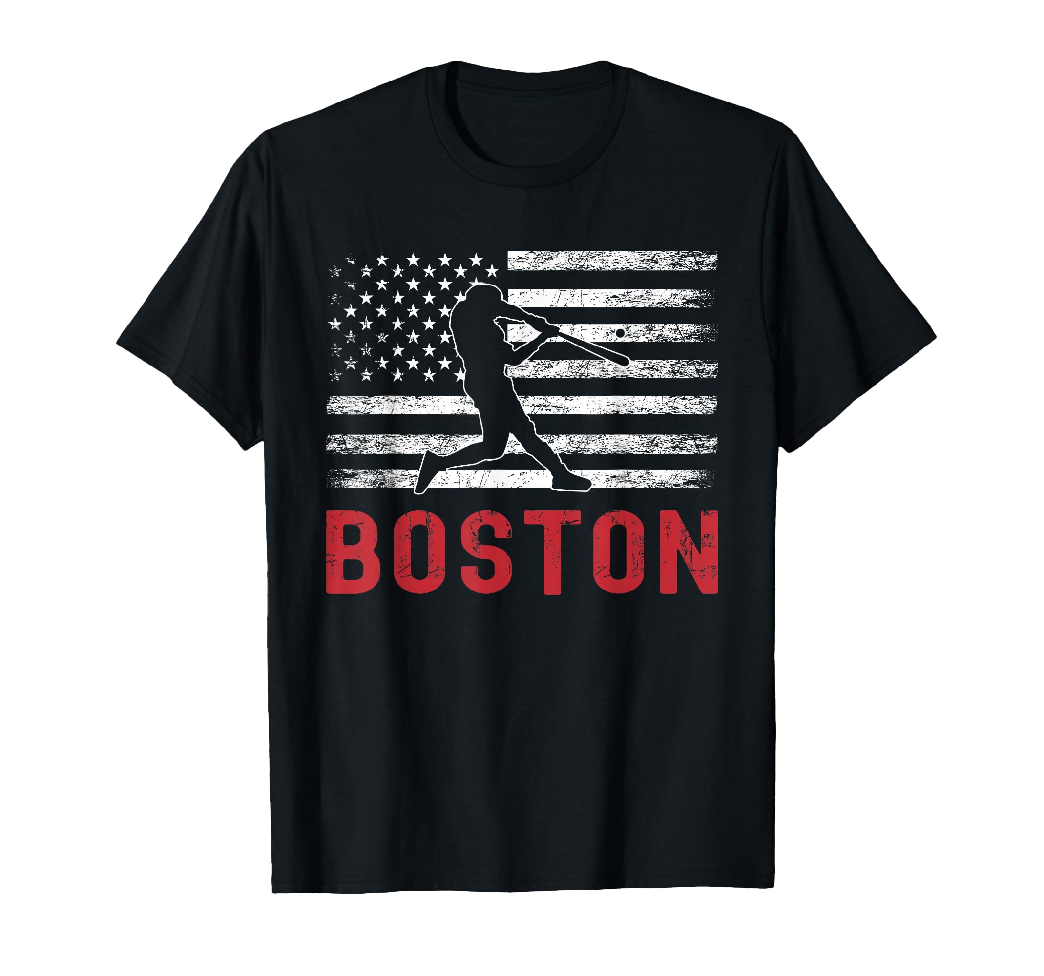 Boston Massachusetts American Flag T-Shirt - Fun Novelty Design Men Women - T-Shirt, Sweatshirt, Hoodie