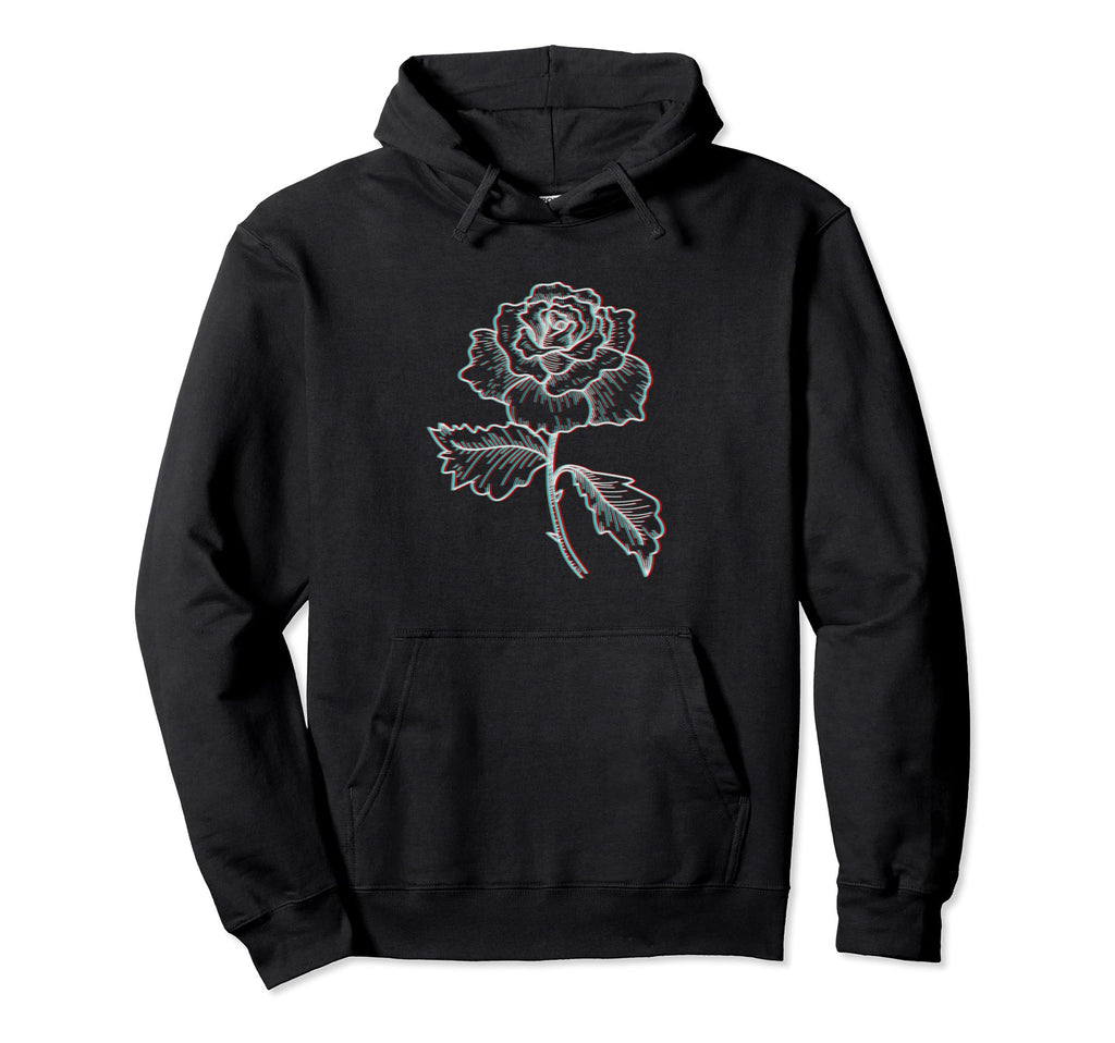 Glitch Rose Aesthetic Vaporwave Hoodie - Fun Novelty Design for Adults - T-Shirt, Sweatshirt, Hoodie