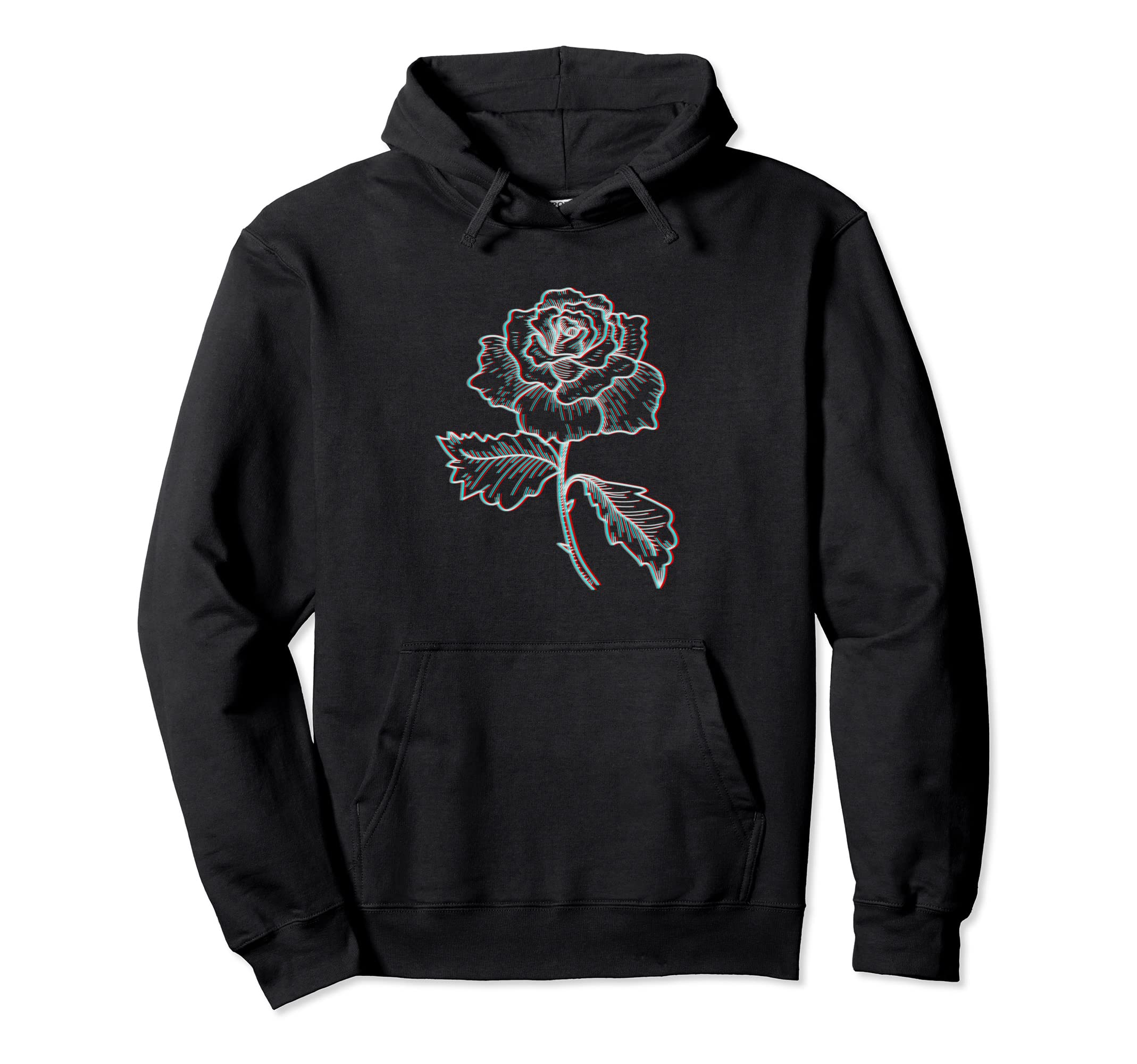 Glitch Rose Aesthetic Vaporwave Hoodie - Fun Novelty Design for Adults - T-Shirt, Sweatshirt, Hoodie