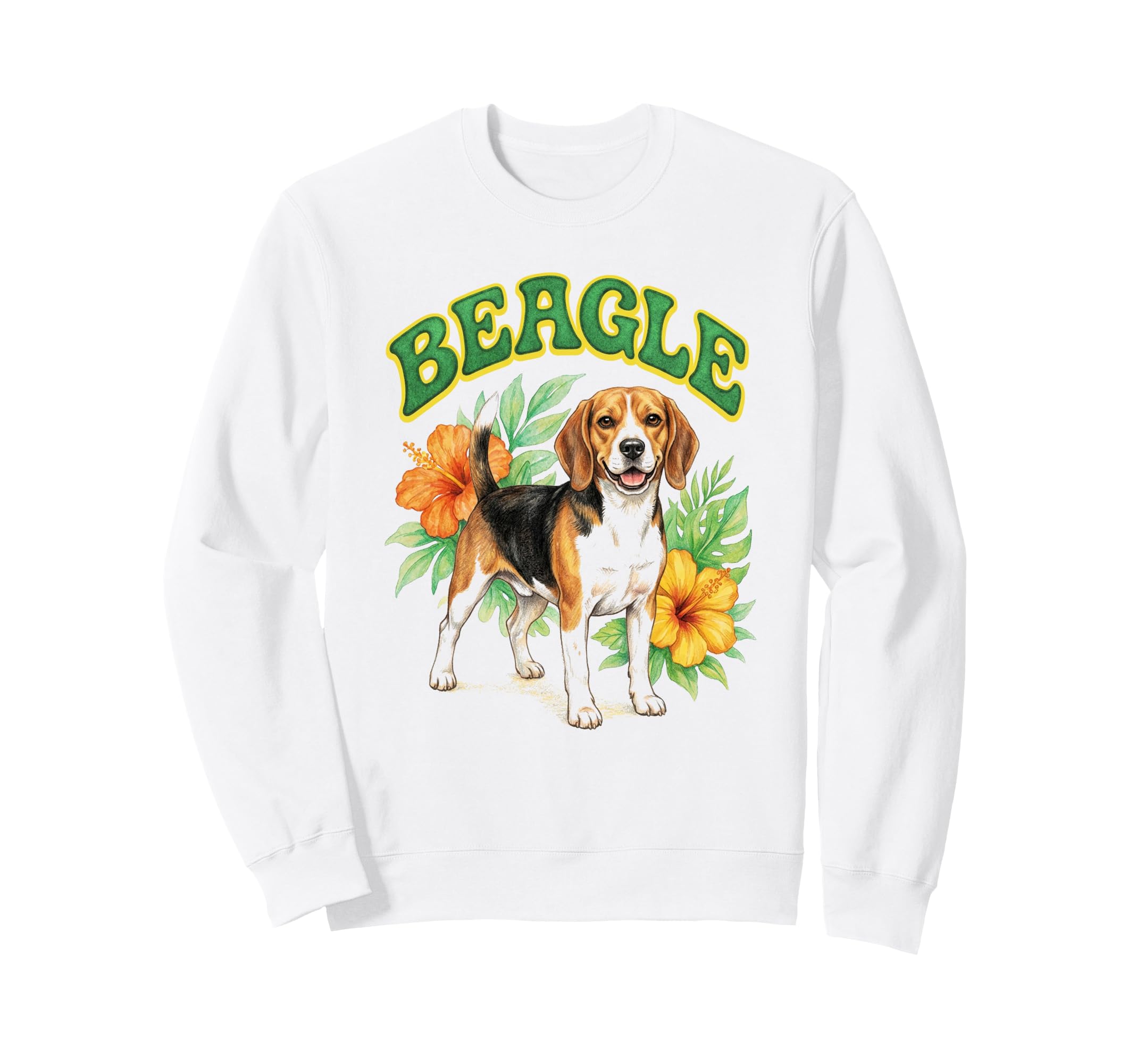 Beagle Groovy Floral Watercolor Sweatshirt - Aesthetic Graphic Men Women - T-Shirt, Sweatshirt, Hoodie