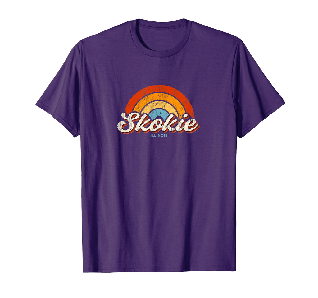 Skokie Illinois Il Rainbow 70S T-Shirt - Graphic Print Men Women - T-Shirt, Sweatshirt, Hoodie
