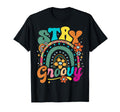 Stay Groovy Floral Rainbow Hippie 70S T-Shirt - Casual Everyday Wear Unisex - T-Shirt, Sweatshirt, Hoodie