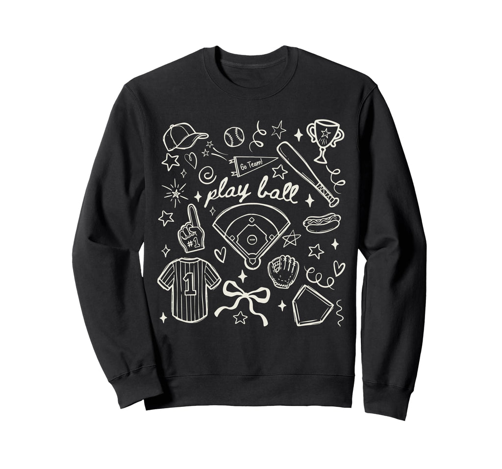 Baseball Mom Play Ball Team Game Sweatshirt - Custom Art Print Men Women - T-Shirt, Sweatshirt, Hoodie