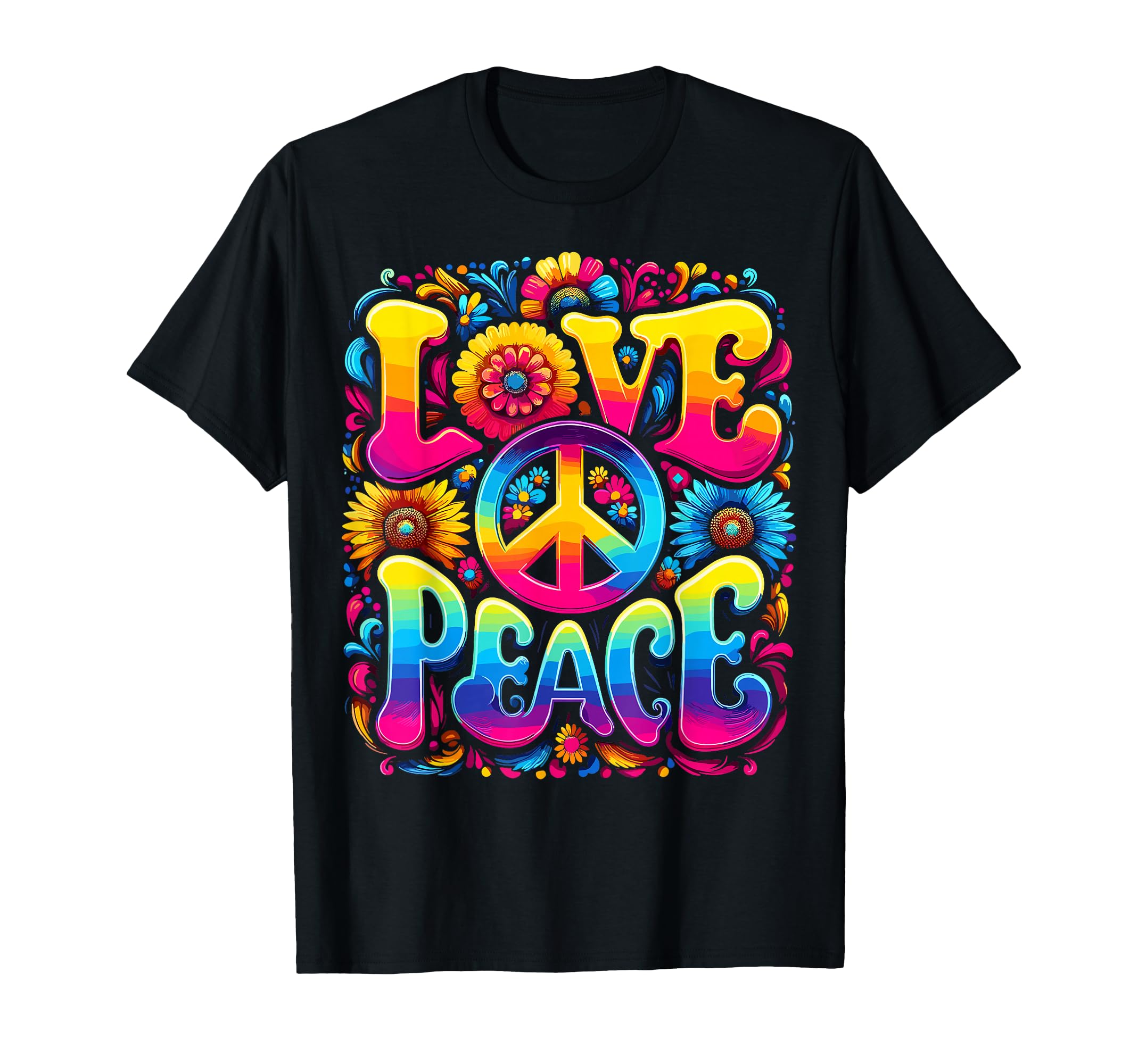 Hippie Tie Dye Peace Sign Love T-Shirt - Fun Novelty Design Unisex - T-Shirt, Sweatshirt, Hoodie