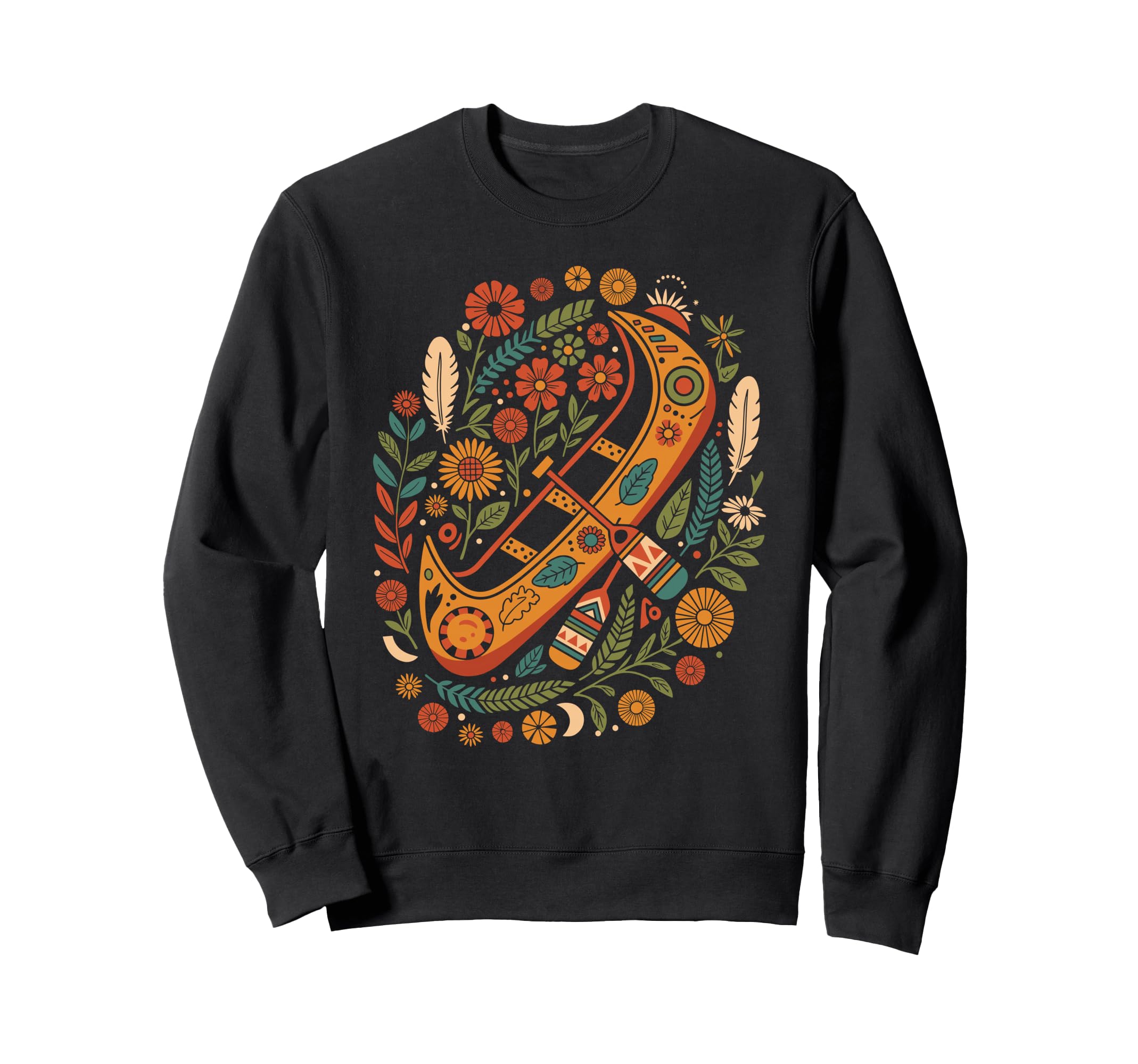 Boho Canoe Paddle Floral Kayaking Sweatshirt - Aesthetic Graphic Men Women - T-Shirt, Sweatshirt, Hoodie