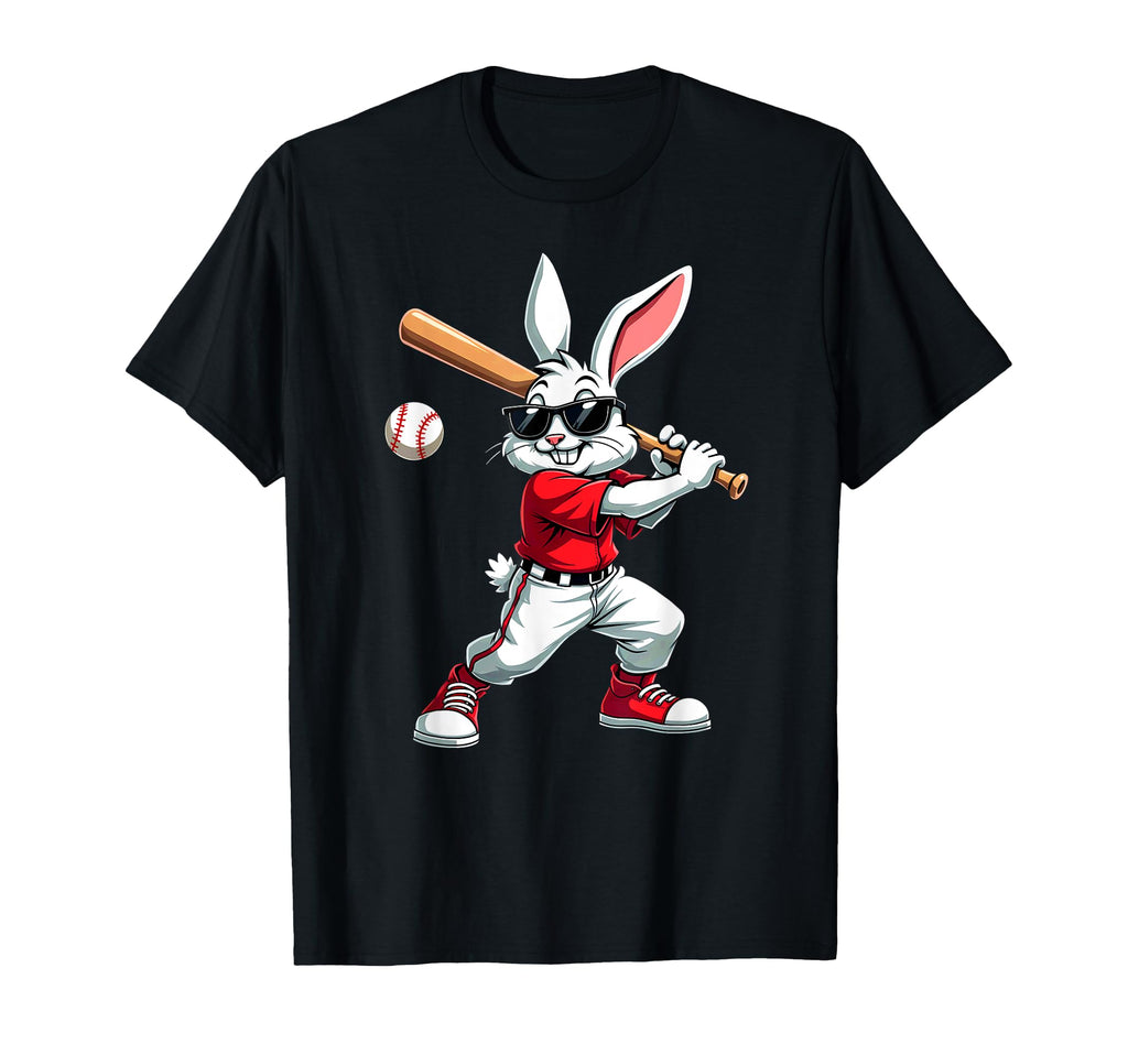 Easter Bunny Playing Baseball Batter T-Shirt - Unique Graphic Unisex - T-Shirt, Sweatshirt, Hoodie