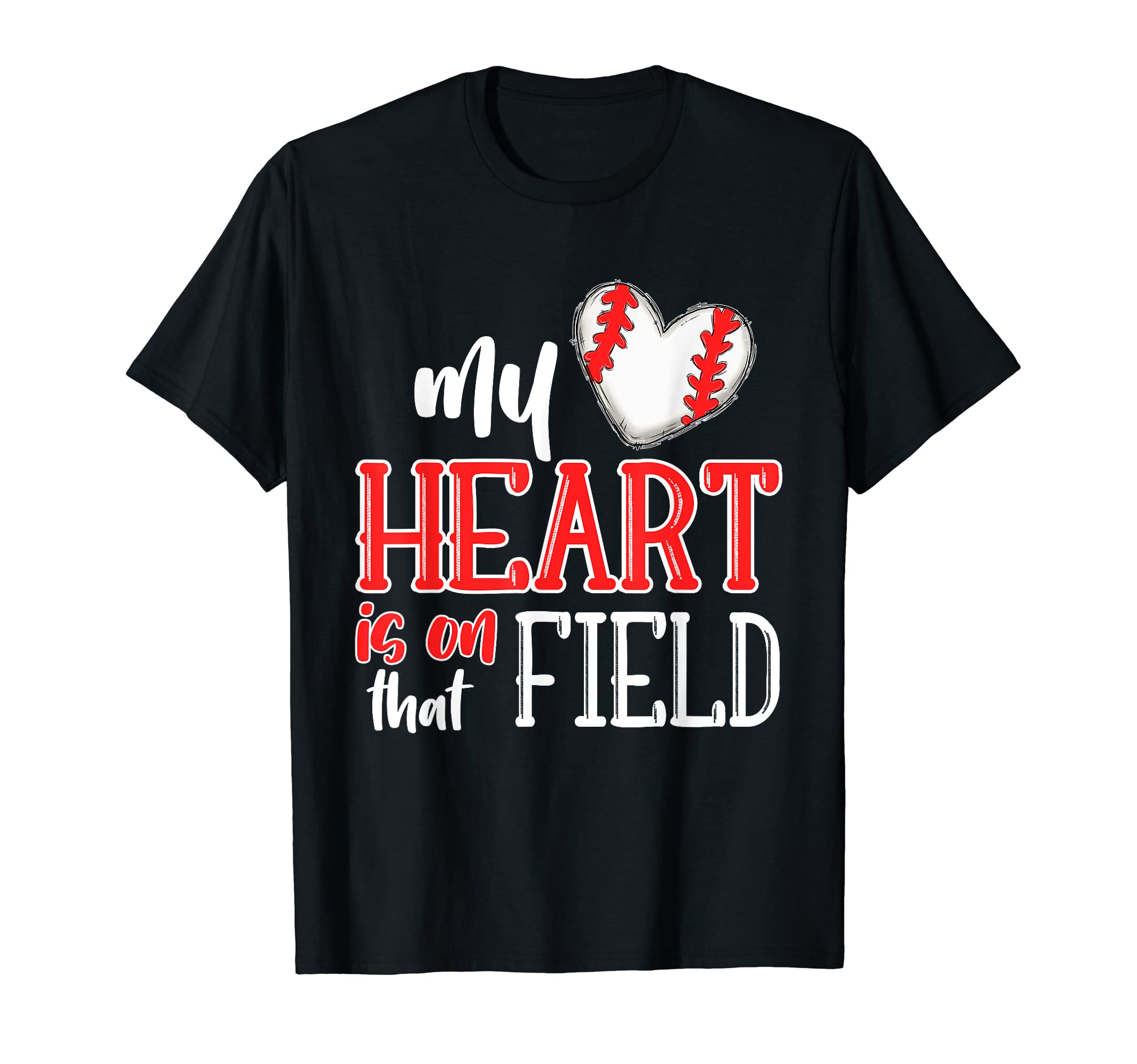 My Heart Funny Baseball Mama Mom Son T-Shirt - Fun Novelty Design Unisex - T-Shirt, Sweatshirt, Hoodie