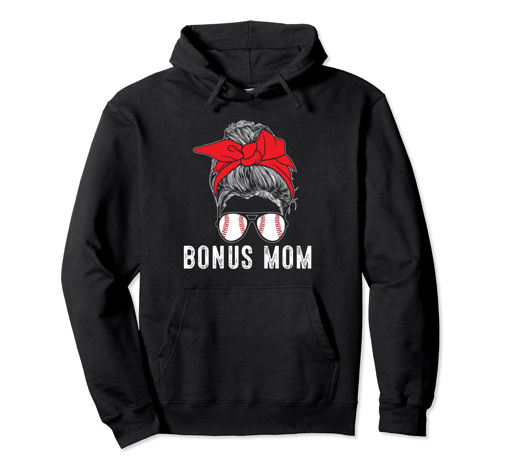 Mothers Day Funny Baseball Bonus Mom Hoodie - Graphic Print for Adults - T-Shirt, Sweatshirt, Hoodie