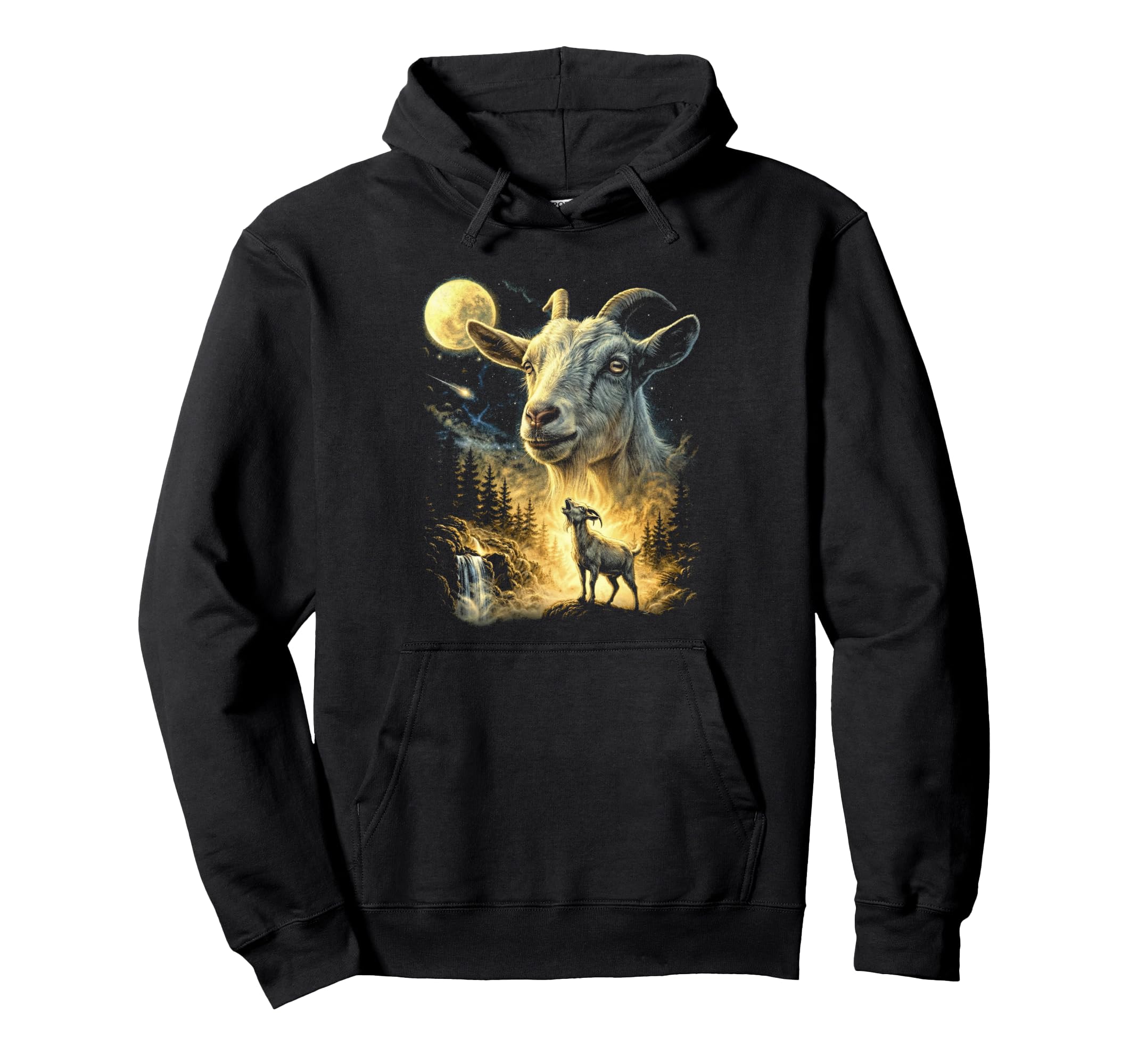 Goat Howling To Moon Weird Meme Funny 90S Hoodie - Streetwear Style Unisex - T-Shirt, Sweatshirt, Hoodie