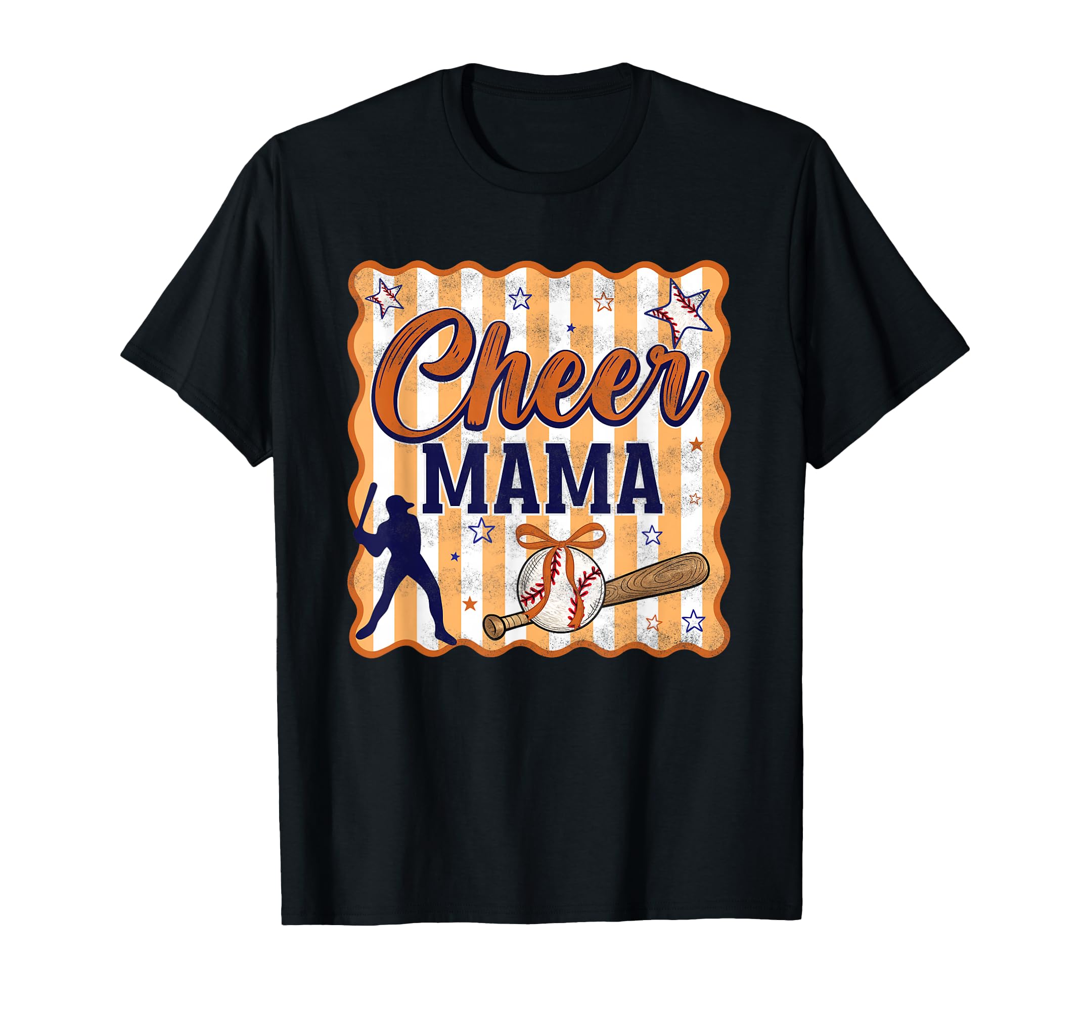 Preppy Stripe Orange Baseball Sport Cheer T-Shirt - Trendy Graphic Unisex - T-Shirt, Sweatshirt, Hoodie