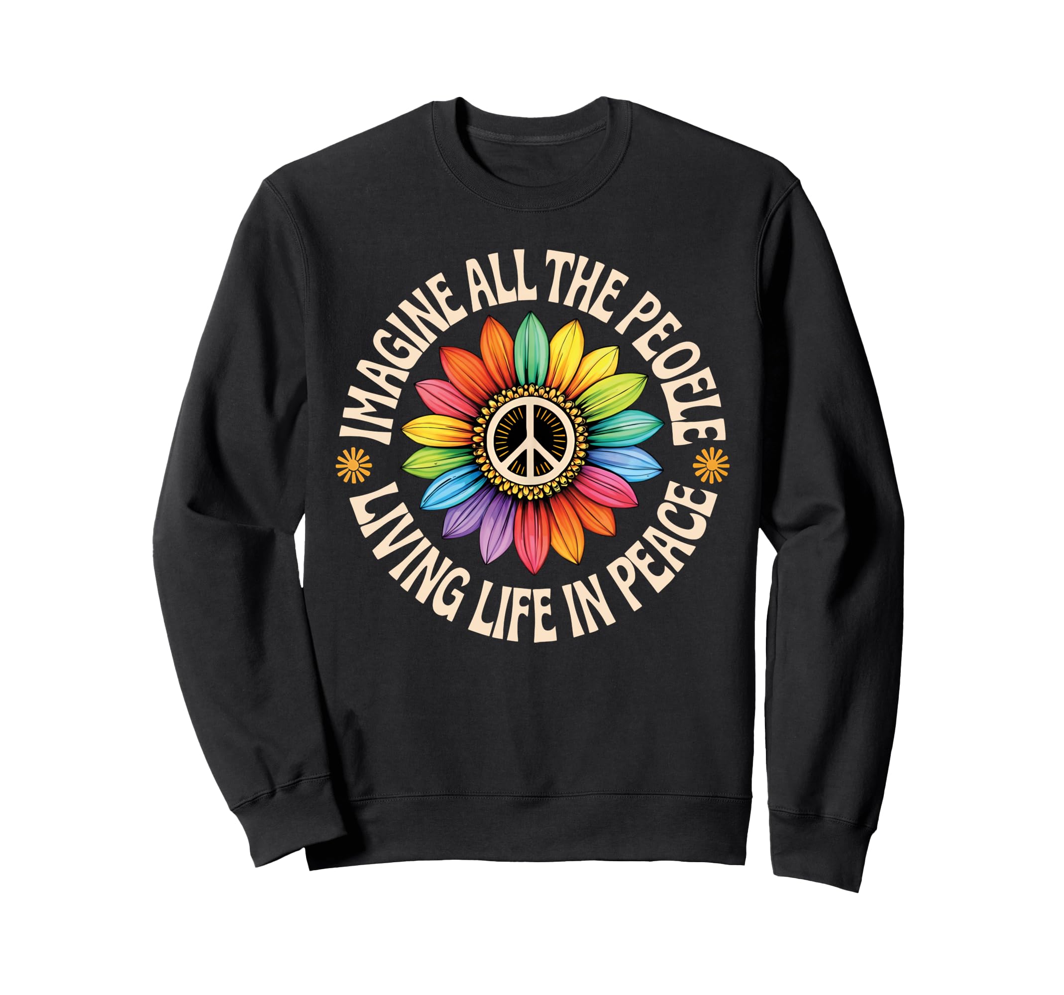 Peace Flower Imagine All People Boho Sweatshirt - Custom Art Print Unisex - T-Shirt, Sweatshirt, Hoodie