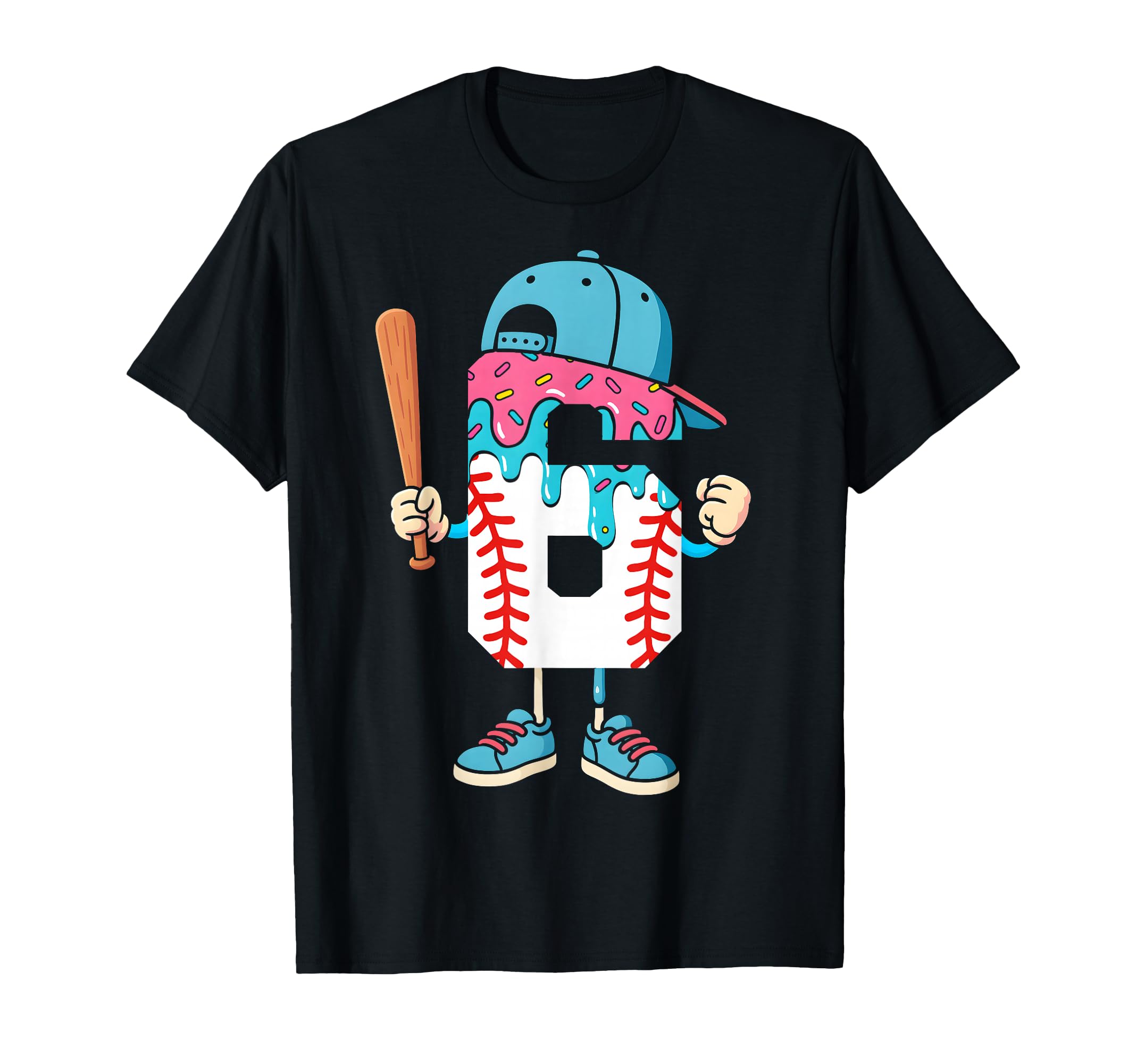 Baseball 6 Year Old Ice Cream Drip T-Shirt - Custom Art Print for Adults - T-Shirt, Sweatshirt, Hoodie