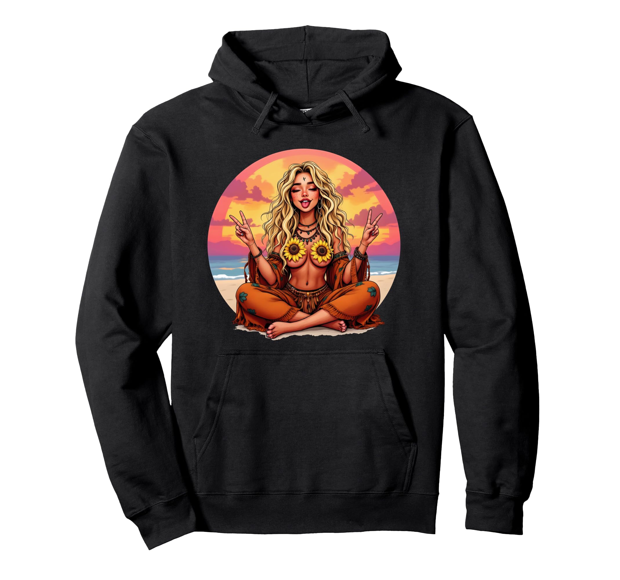Peace Sunflower Love Boho Freedom Hippie Hoodie - Minimalist Print Unisex - T-Shirt, Sweatshirt, Hoodie
