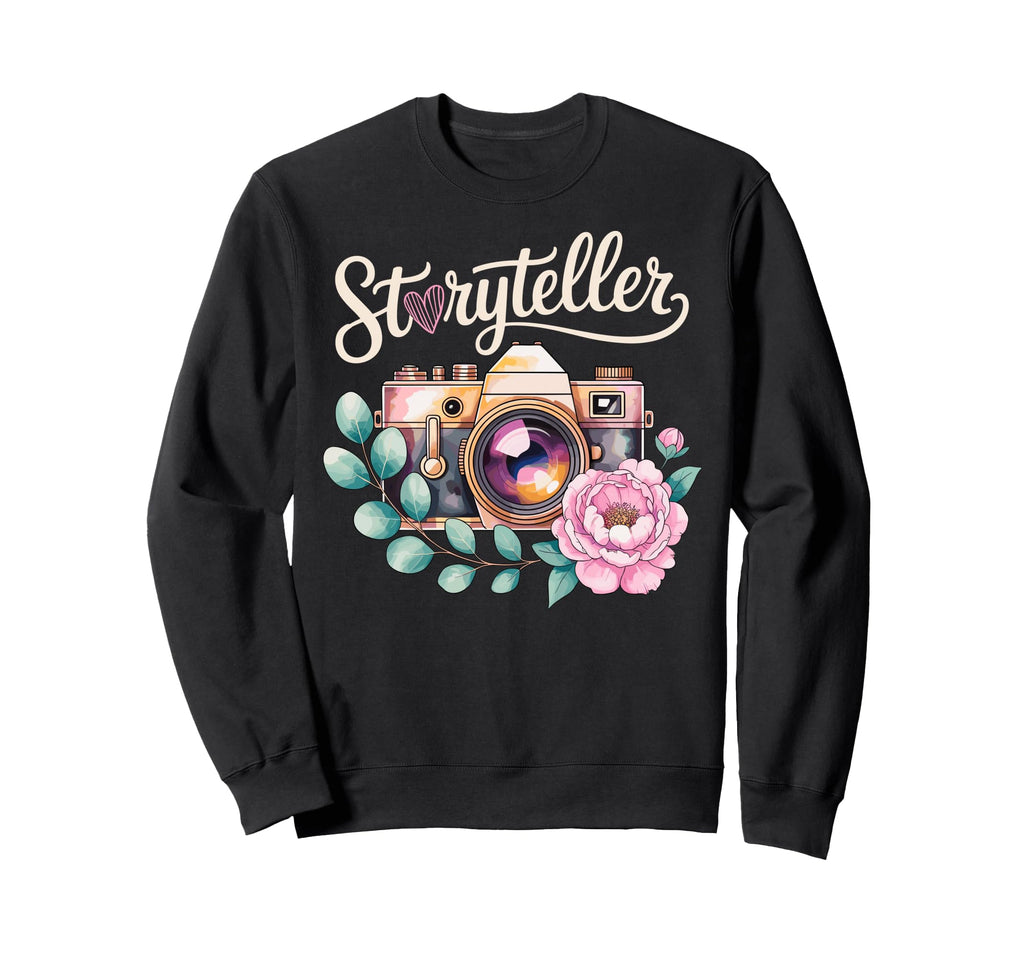 Photo Camera Flowers Storyteller Sweatshirt - Trendy Graphic for Adults - T-Shirt, Sweatshirt, Hoodie