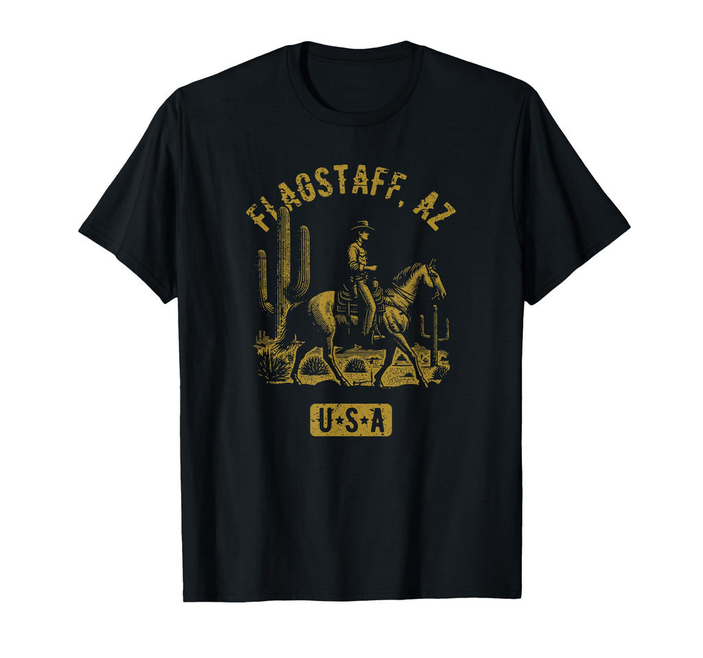 Flagstaff Az Usa Cowboy Horse Distressed T-Shirt - Aesthetic Graphic Unisex - T-Shirt, Sweatshirt, Hoodie