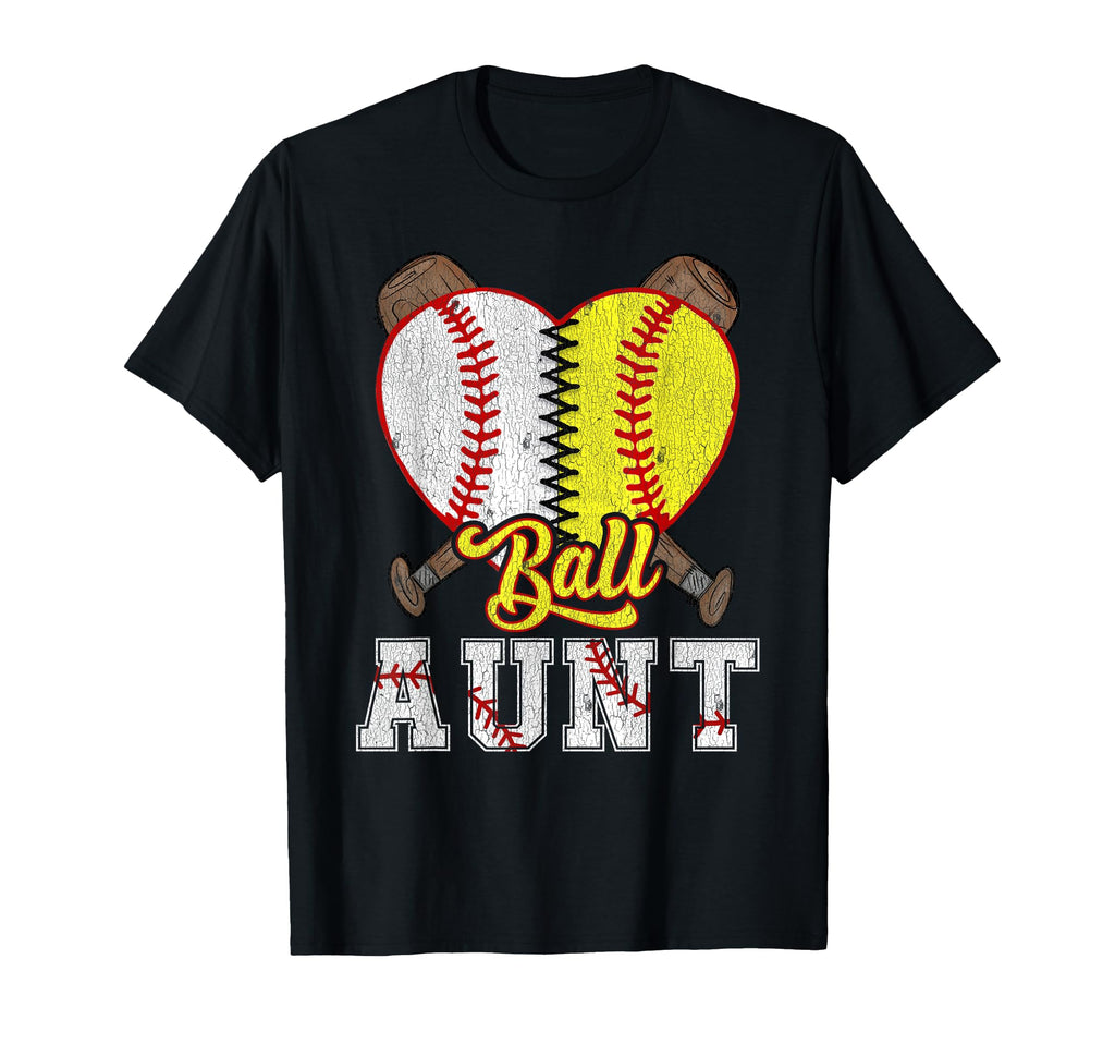 Aunt Both Ball Aunt Baseball Softball Pride T-Shirt - Unique Graphic Unisex - T-Shirt, Sweatshirt, Hoodie