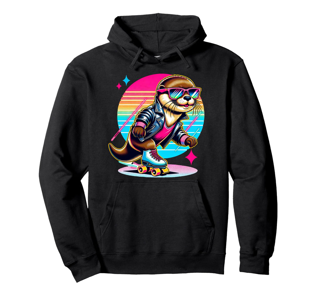 Otter Roller Skates And Sunglasses Hoodie - Custom Art Print Unisex - T-Shirt, Sweatshirt, Hoodie