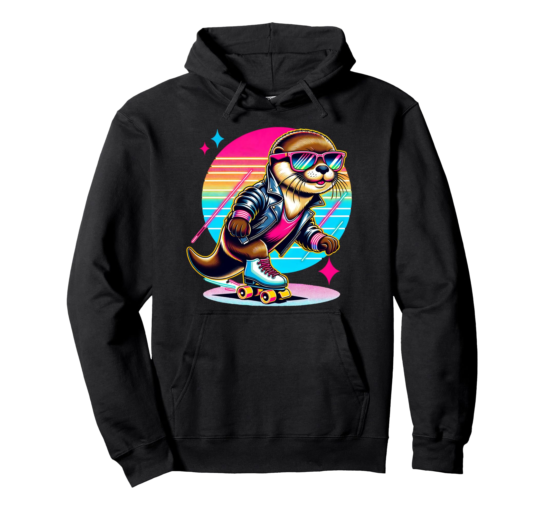 Otter Roller Skates And Sunglasses Hoodie - Custom Art Print Unisex - T-Shirt, Sweatshirt, Hoodie