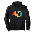 French Horn Silhouette 80S Distressed Hoodie - Novelty Apparel Men Women - T-Shirt, Sweatshirt, Hoodie