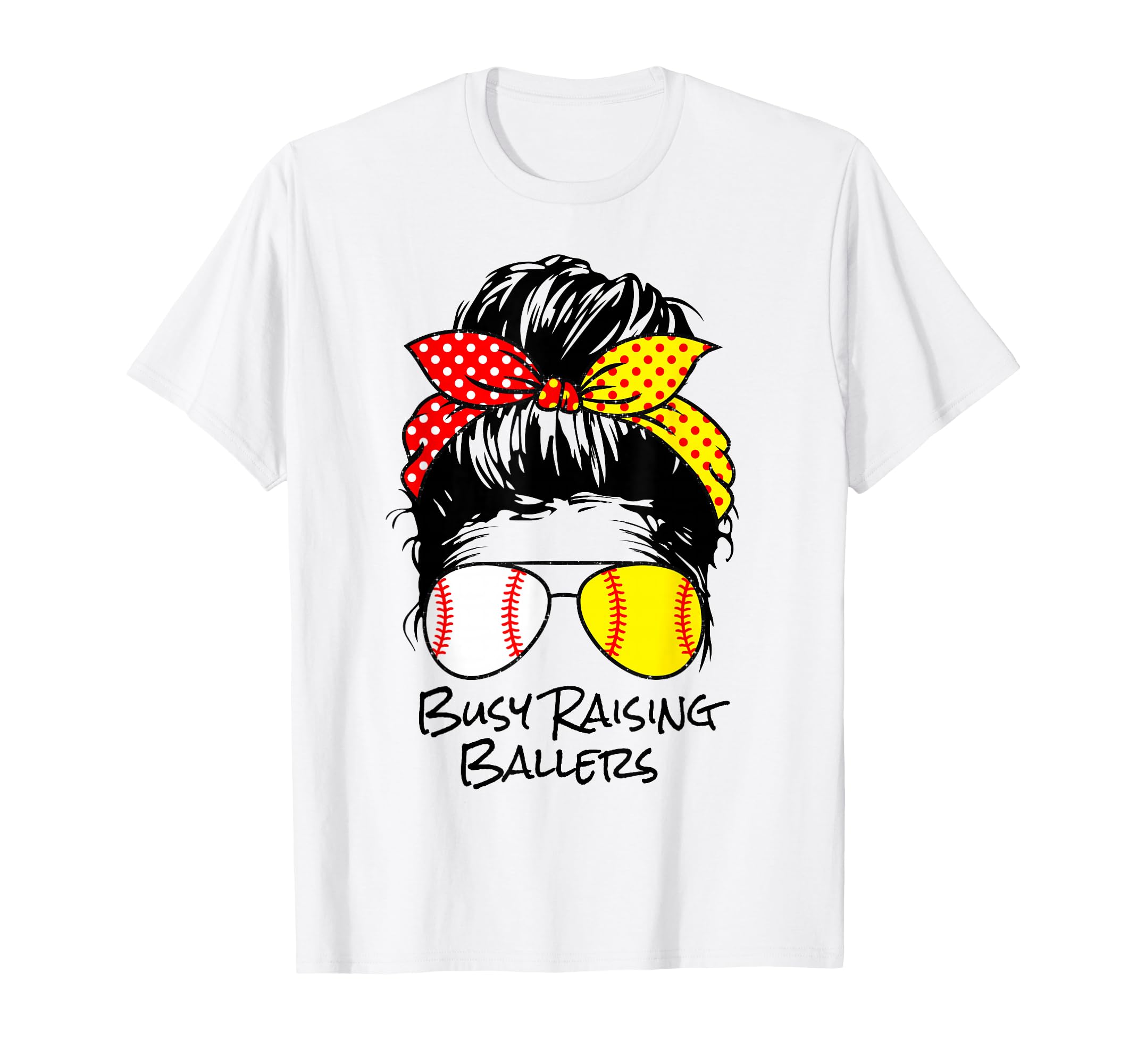 Busy Raising Ballers Messy Bun Womens T-Shirt - Custom Art Print Men Women - T-Shirt, Sweatshirt, Hoodie