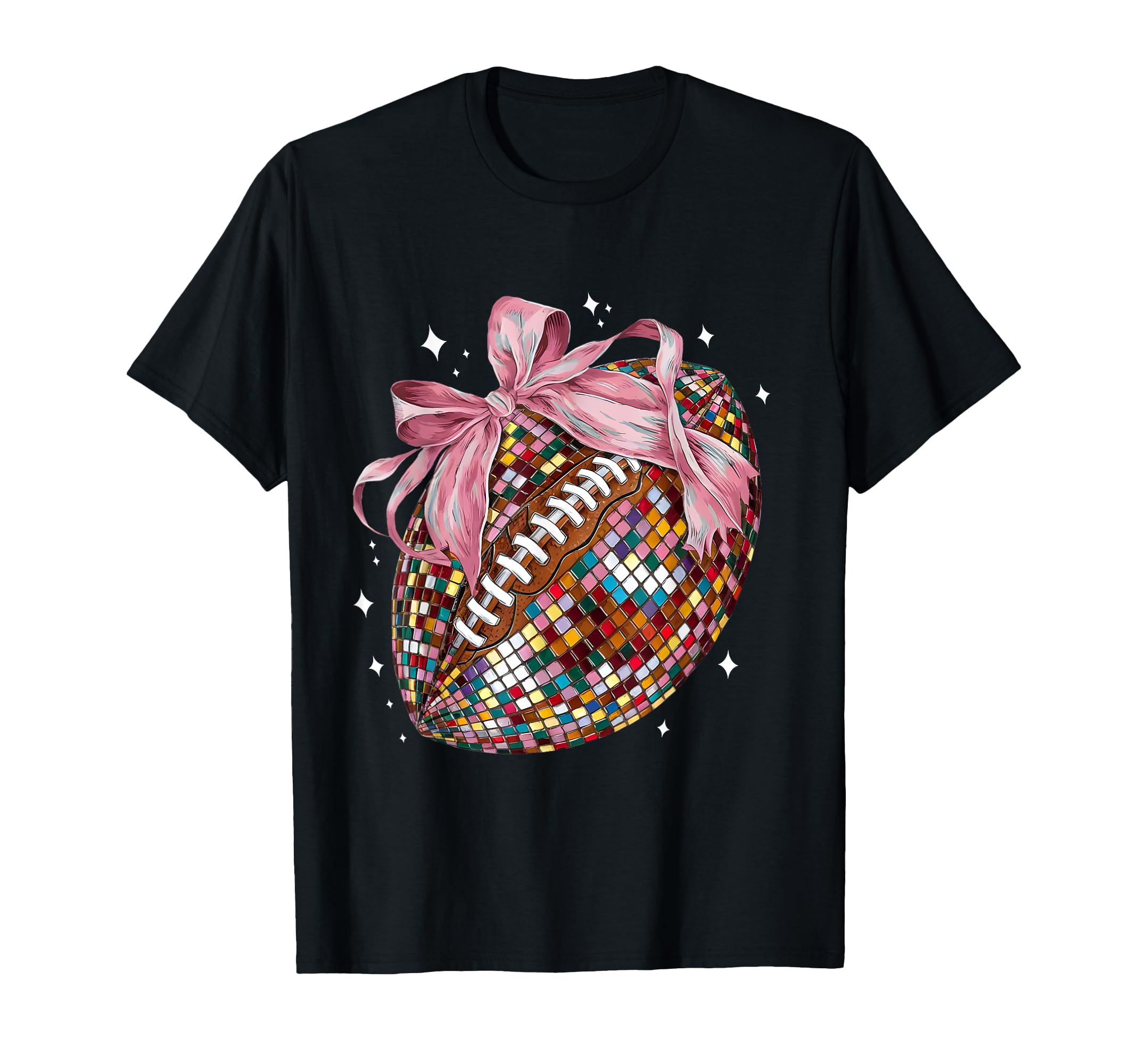Bow Coquette Football Disco Ball Game Day T-Shirt - Unique Graphic Unisex - T-Shirt, Sweatshirt, Hoodie