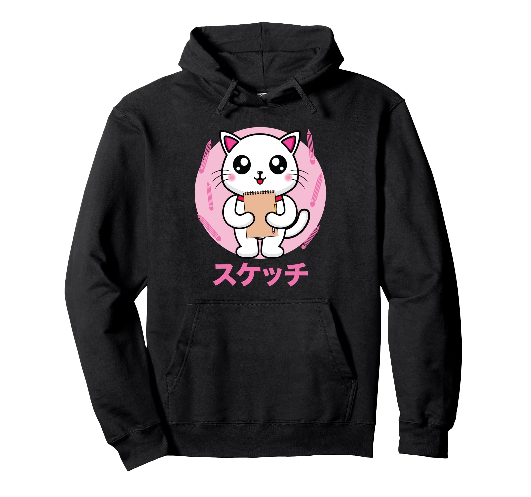 Cat Sketching Vaporwave Aesthetics Hoodie - Minimalist Print Men Women - T-Shirt, Sweatshirt, Hoodie