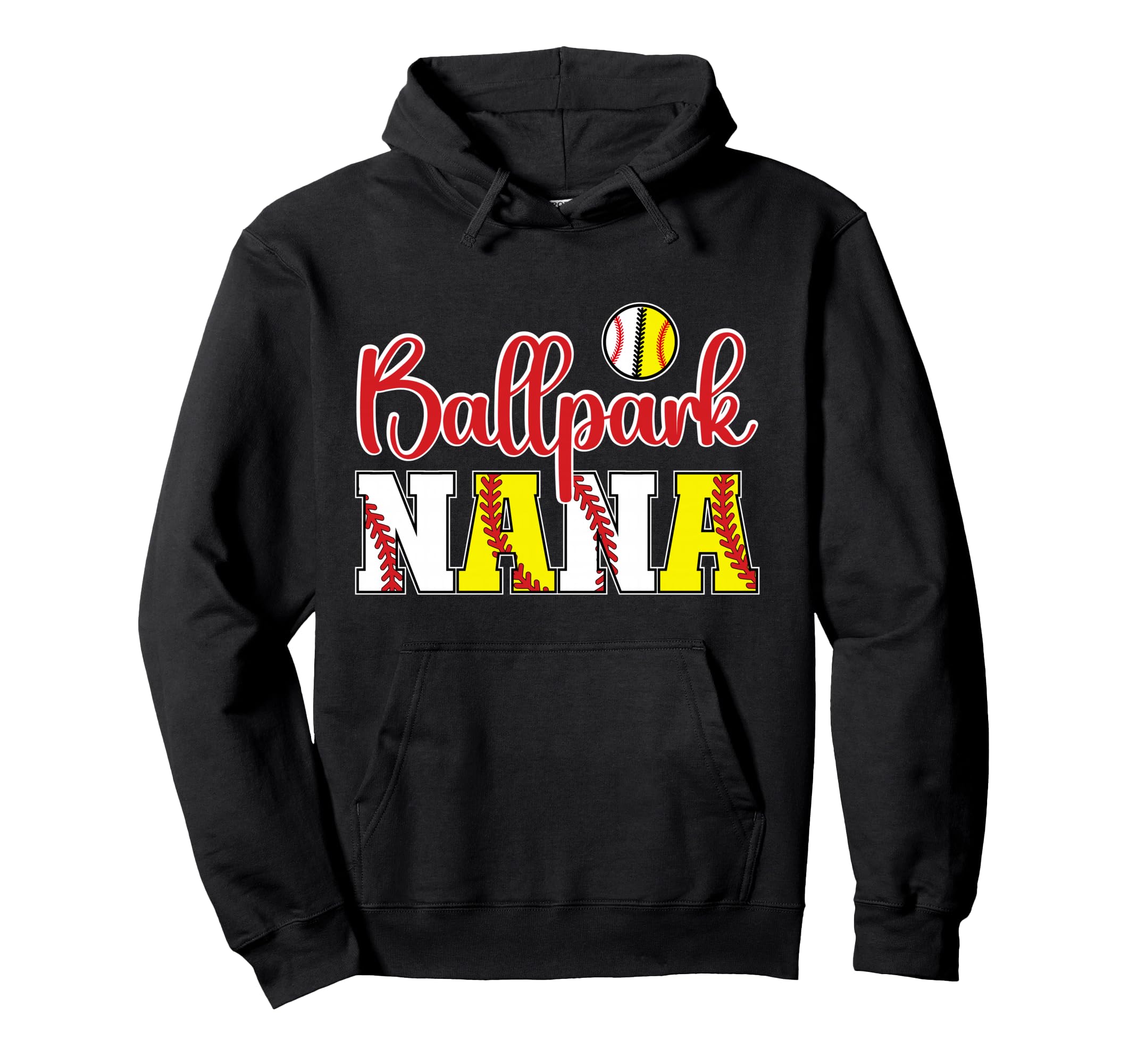 Ballpark Nana Softball Baseball Nana Hoodie - Custom Art Print for Adults - T-Shirt, Sweatshirt, Hoodie