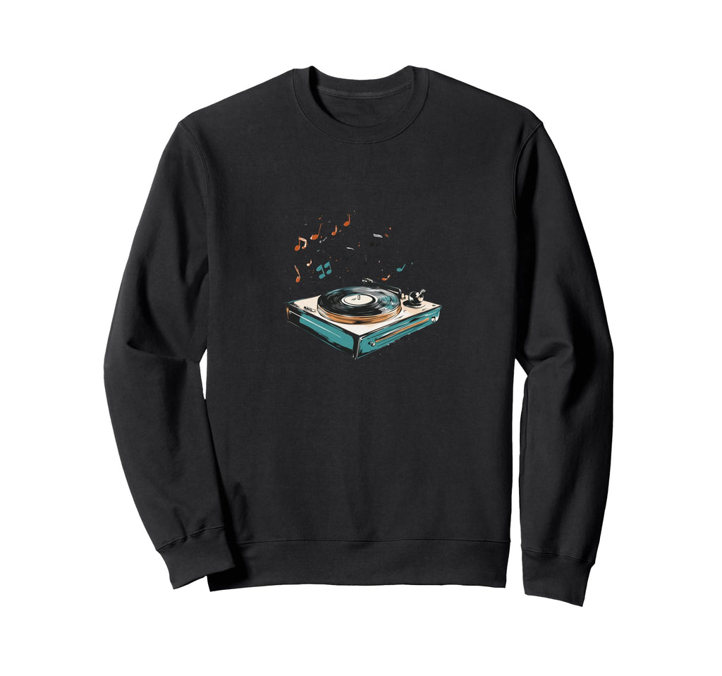 Vinyl Record Player Musical Notes Sweatshirt - Aesthetic Graphic Unisex - T-Shirt, Sweatshirt, Hoodie